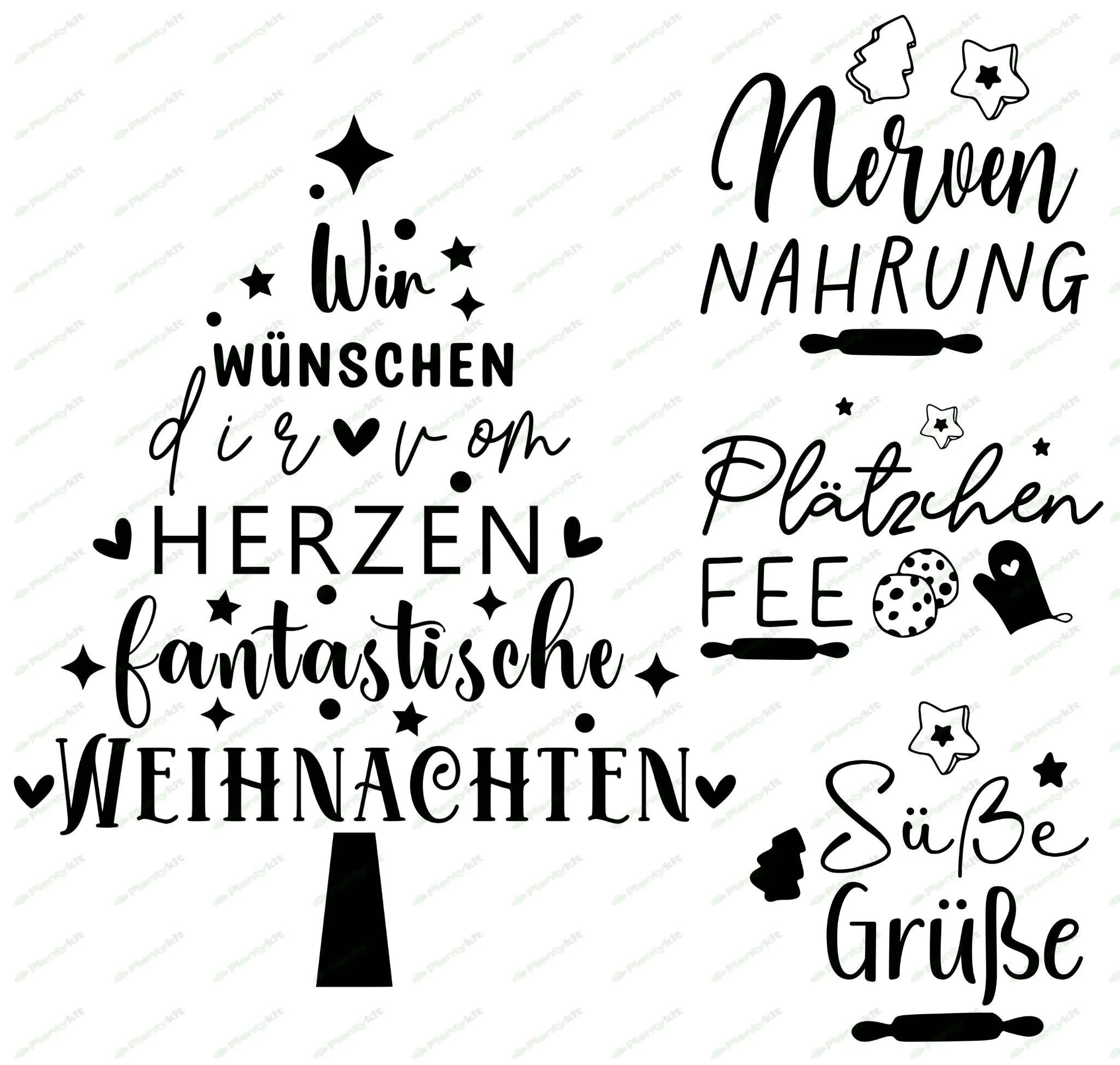 German Frohe Weihnachten Svg Png Bundle - Weihnachtsbaum Plotterdatei Clip art - Xmas Tree Cricut -