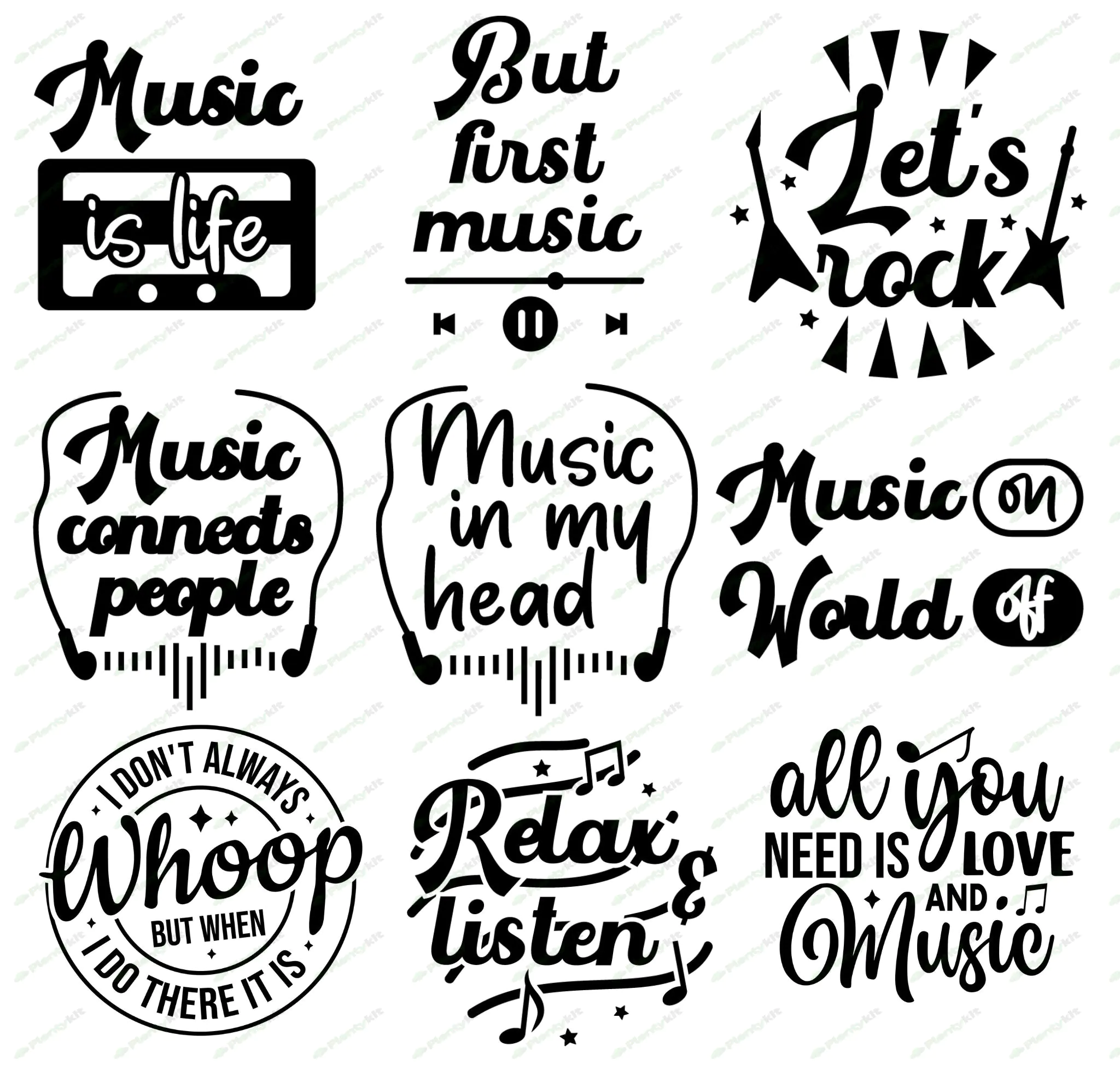 Music Quotes Bundle Svg Png Pdf, Musical Bundle Svg, Musician Gift, Music Fan Svg, Music Lover, Subl