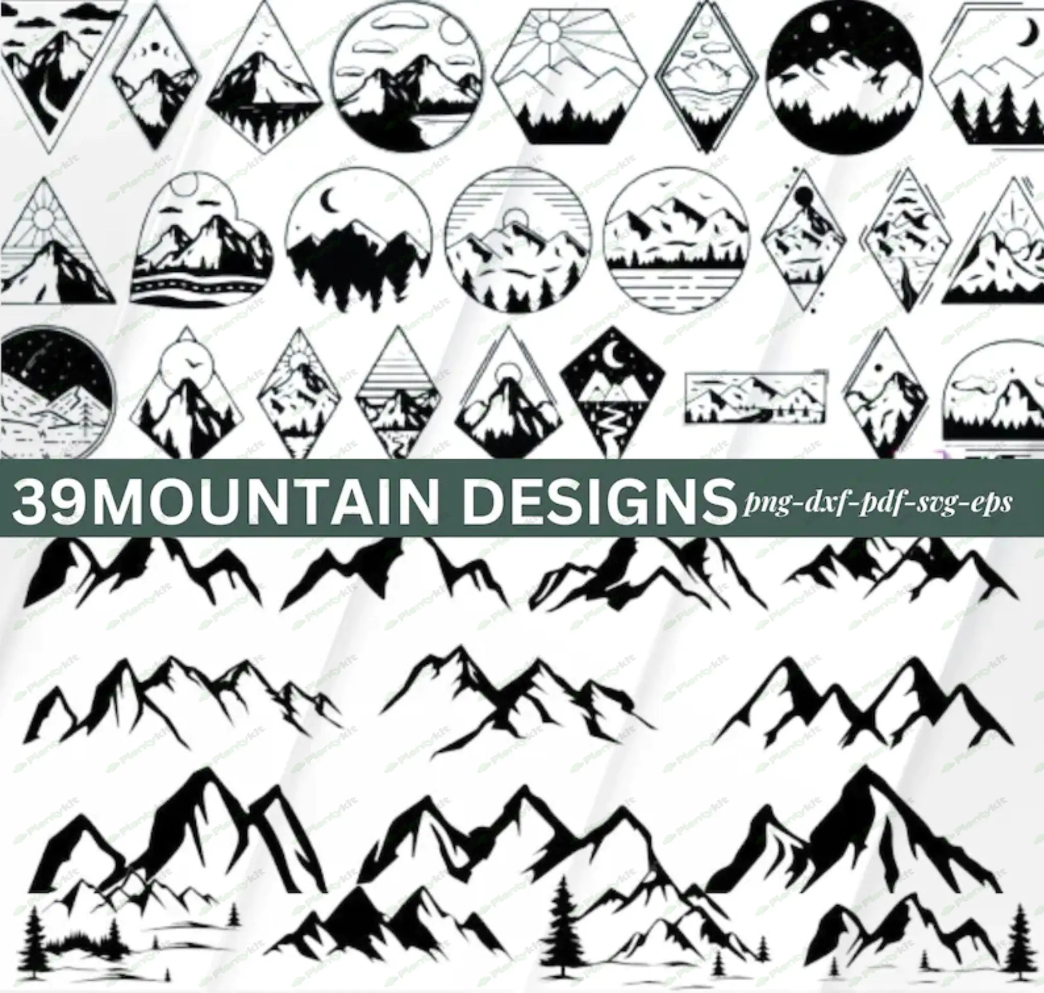 Mountains SVG, File For Cricut, For Silhouette, Cut Files, Forest Scenery Svg - Mountain Clipart