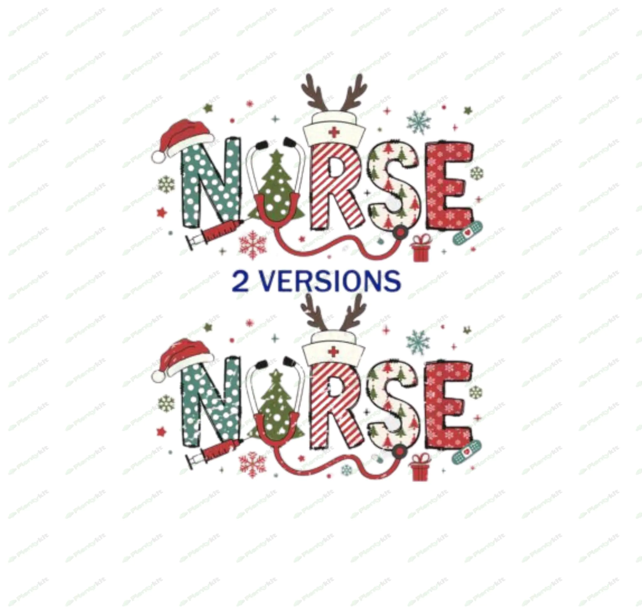 "Nurse Christmas PNG Bundle - Festive Doodle Letters for Healthcare Heroes"