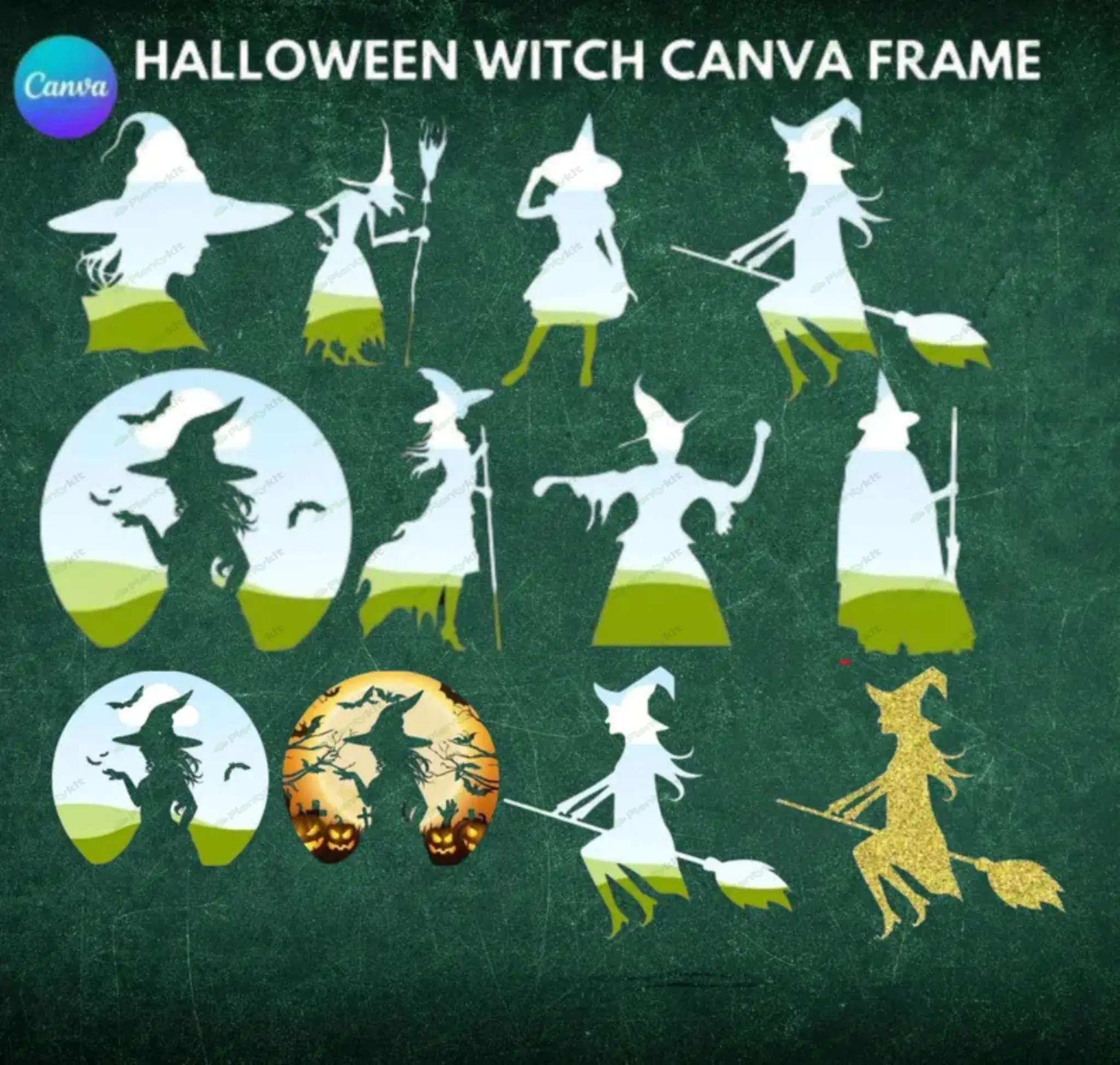 Ghost Canva Frames, Cute Trendy Spooky Ghost Editable Canva Templates, Halloween