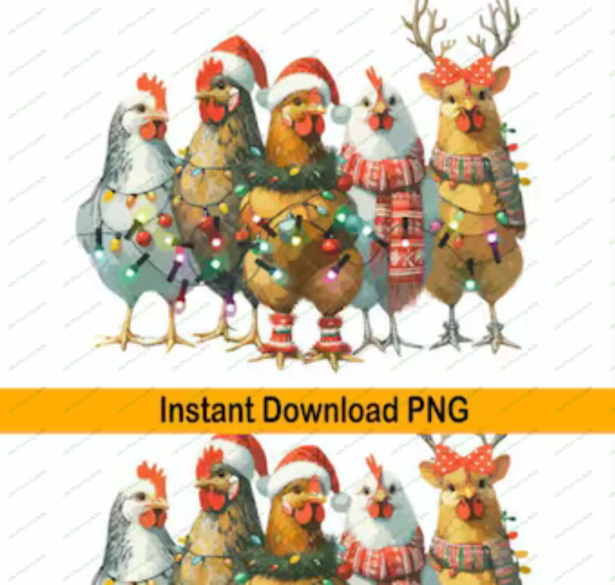 Christmas Chicken Clipart | 11 High-Quality PNGs | Festive Christmas Chicken Clipart Bundle | Holida