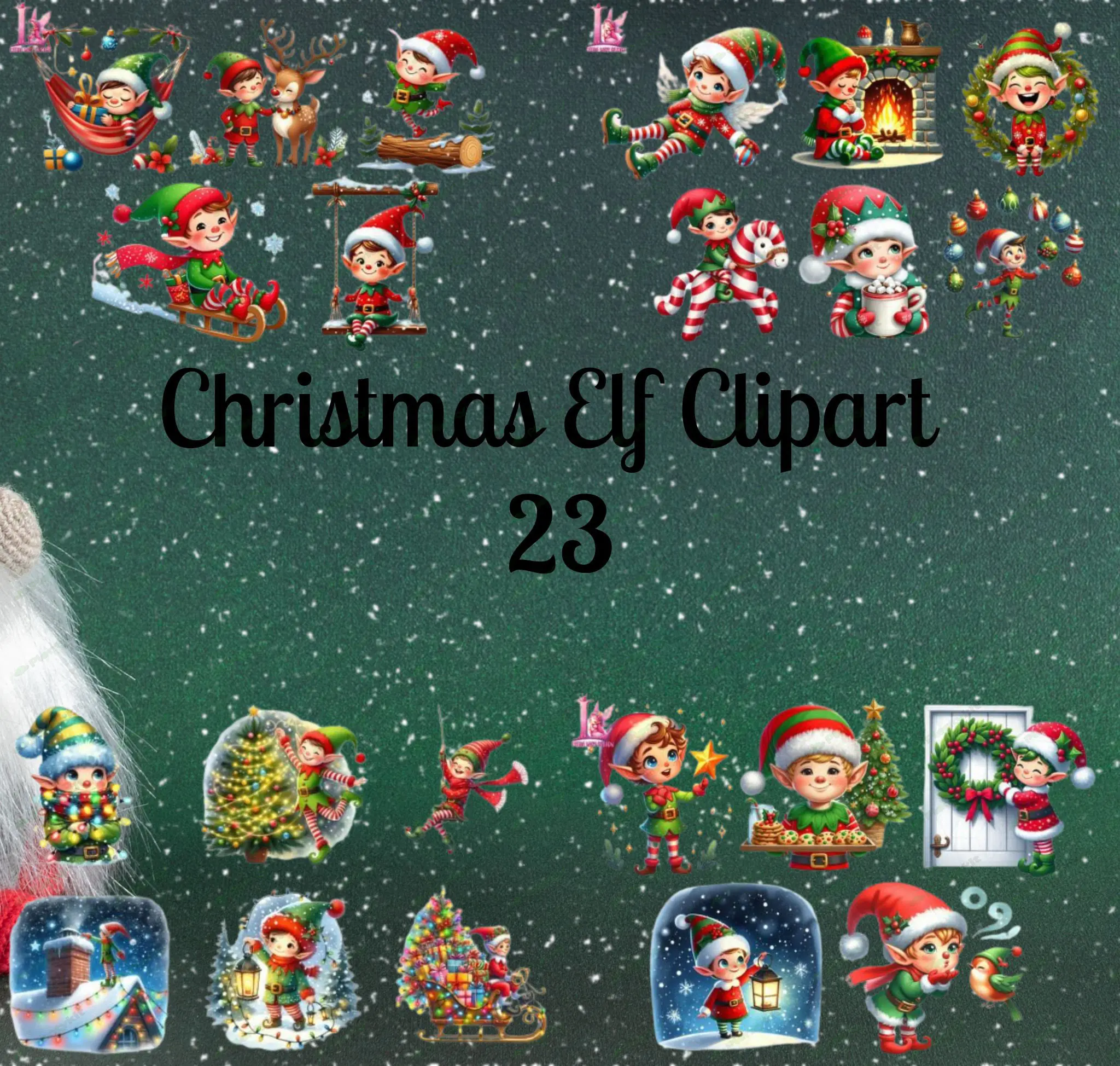 Christmas Elf Clipart | Cute Digital Holiday Graphics for Crafts & Cards