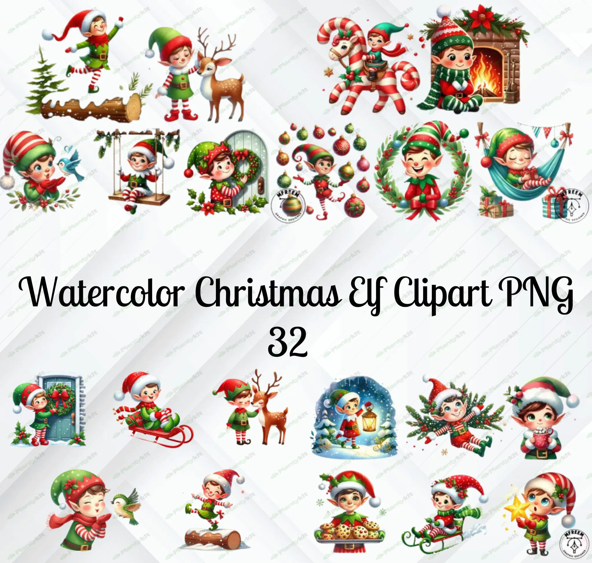 Christmas Elf Clipart Bundle | PNG & SVG Files for Holiday Designs