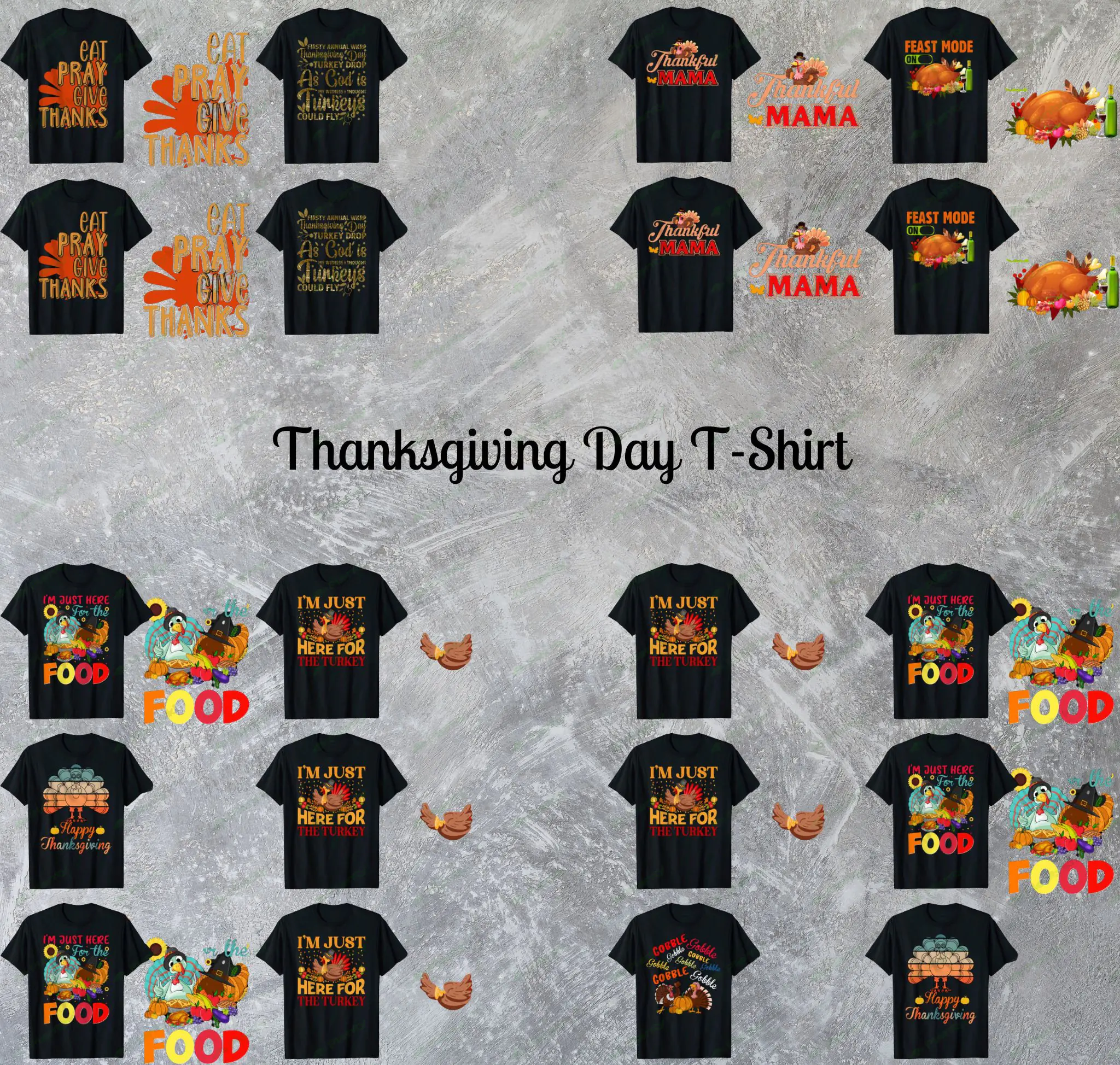 Thanksgiving Shirt Designs for Thanksgiving Day T-Shirt Design Bundle | Fall & Autumn SVG Bundle