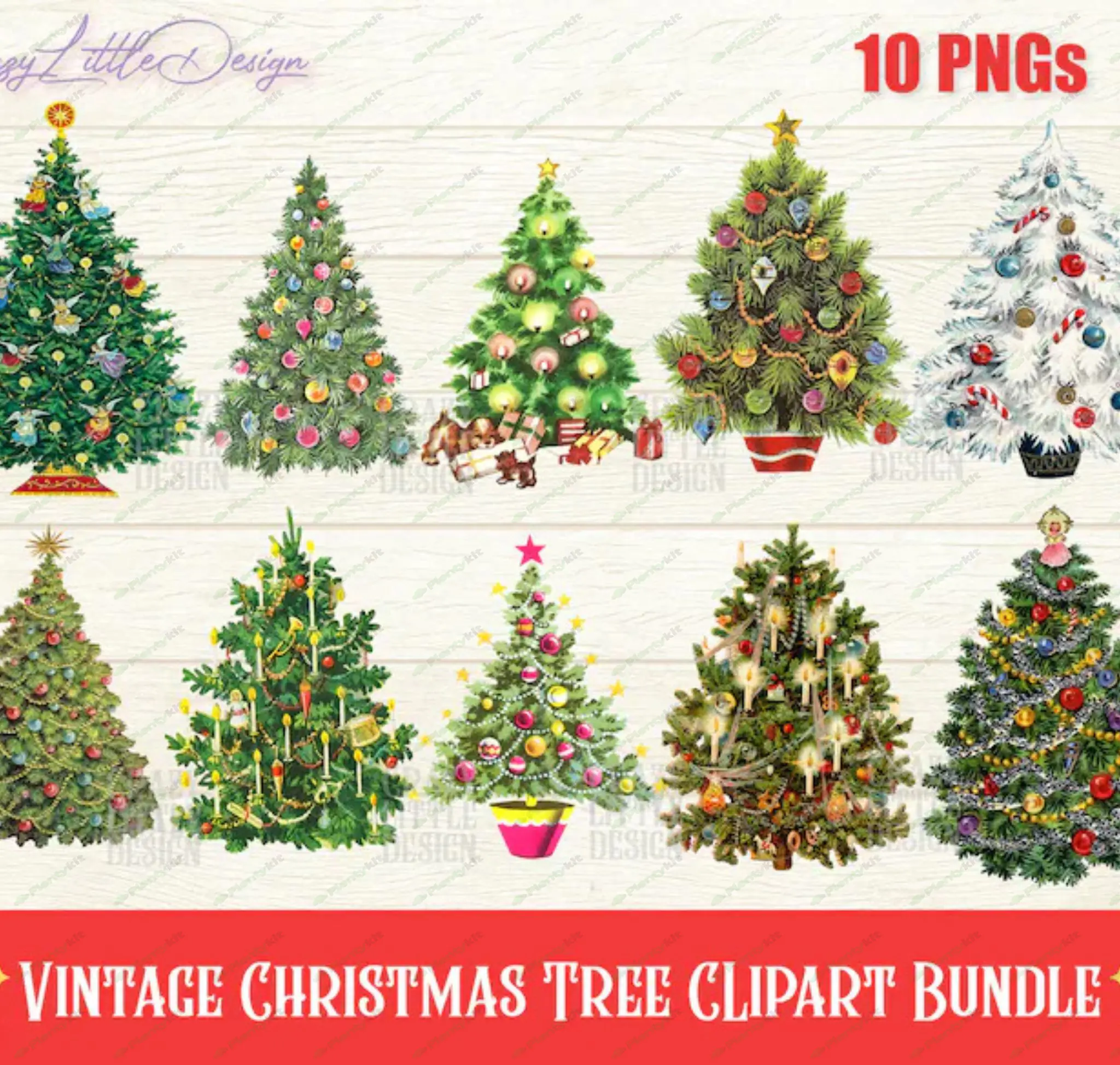 Vintage Santa PNG Clipart Bundle, Christmas Vintage Clipart, Christmas Retro Clipart