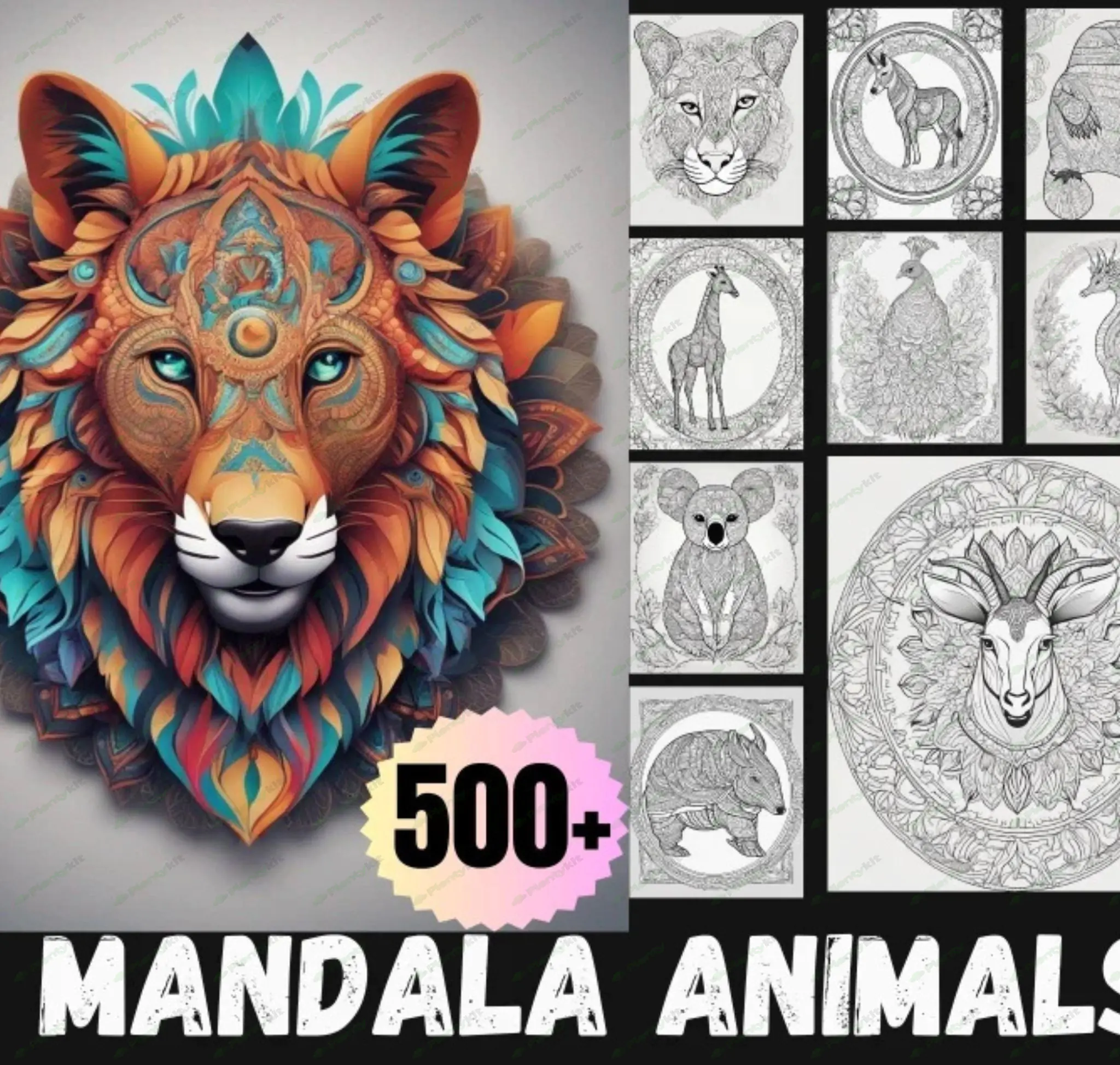 Mandala Animals Coloring Pages | 500+ mandala wild animals coloring book for Adults and kids | Print