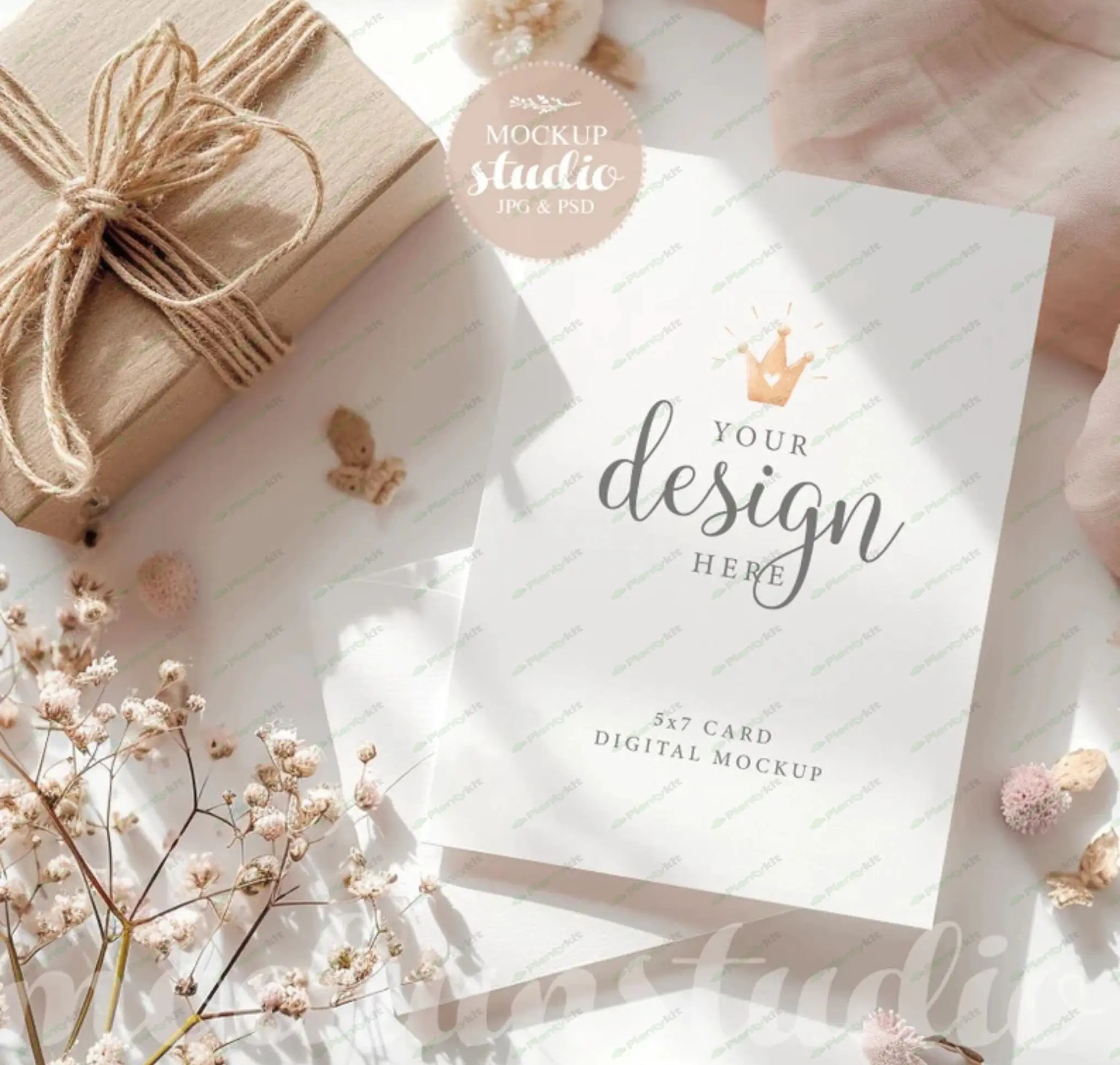 Birthday Invitation Natural Tones Mockup, Card PSD Mockup, Minimalist Invitation Mockup, Gender Neut