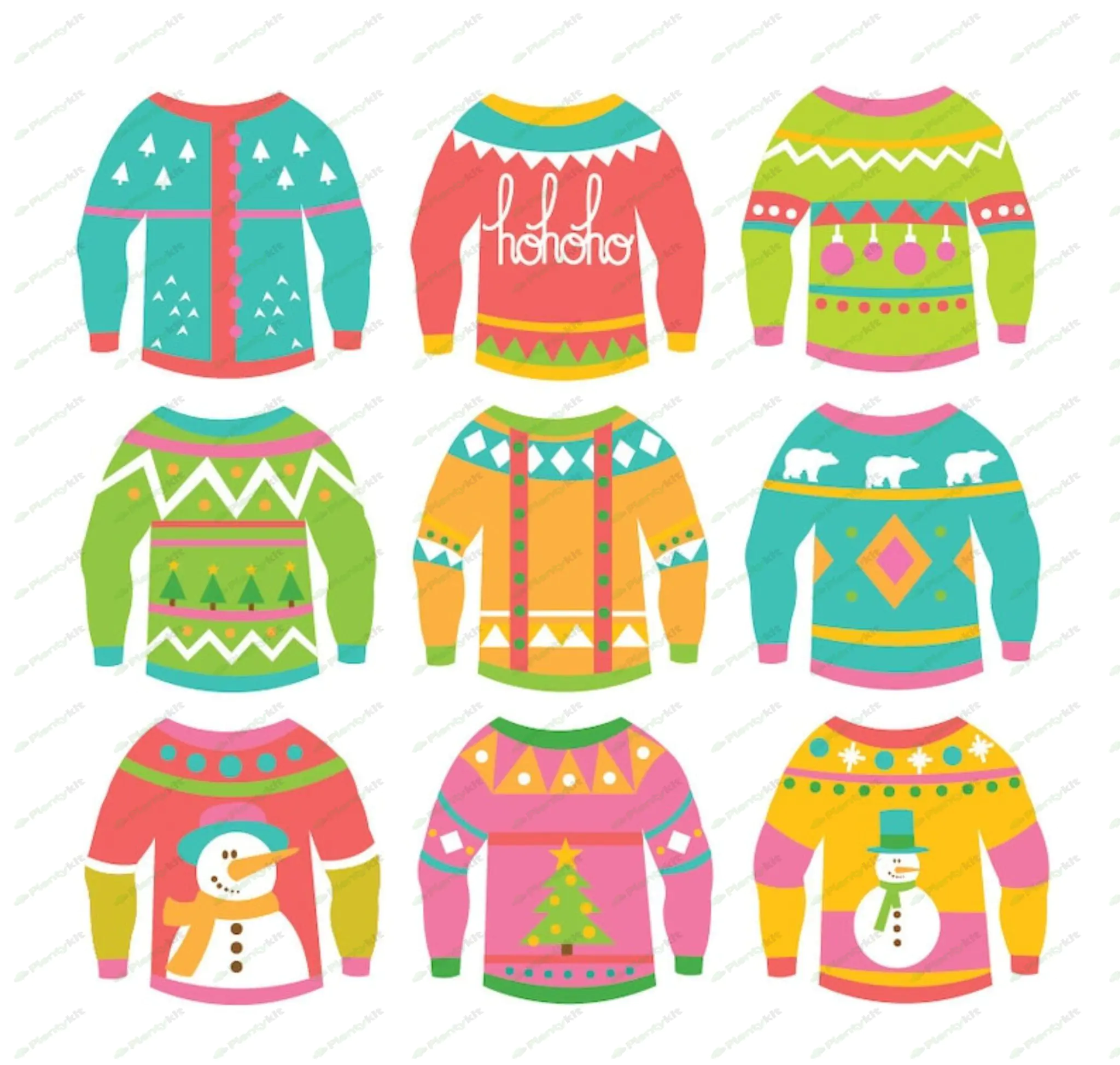 Christmas Ugly Sweaters - Clipart & Vector Set - Instant Download - Personal and Commercial Use