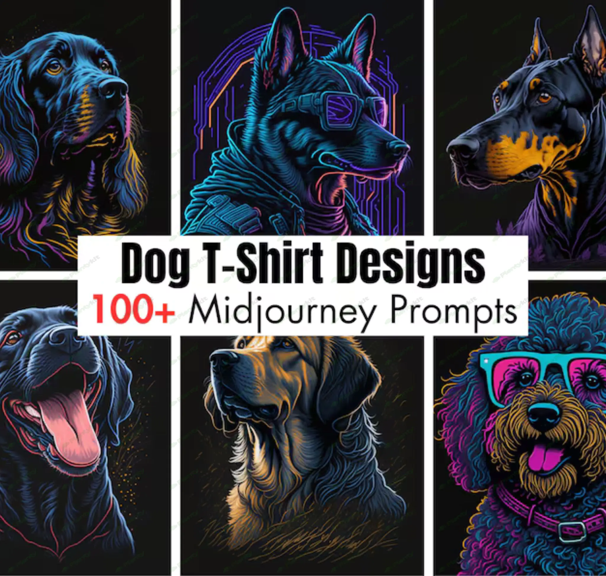 100+ T-shirt Designs Midjourney Prompts Dog, AI Art, Midjourney Prompt, Midjourney AI Art, Dog T-Shi