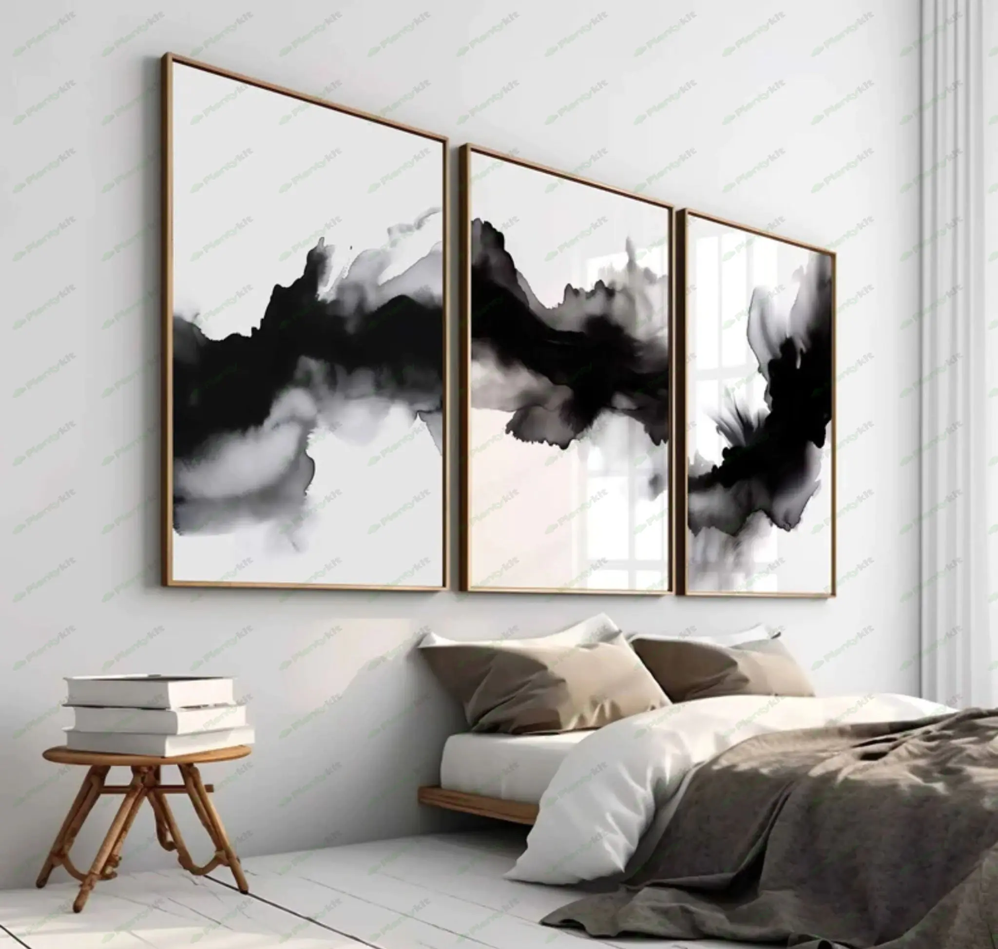 Ink Wall Art Modern Art Black and White Wall Art Monochrome Art Set of 3 Printable Prints Bedroom Wa