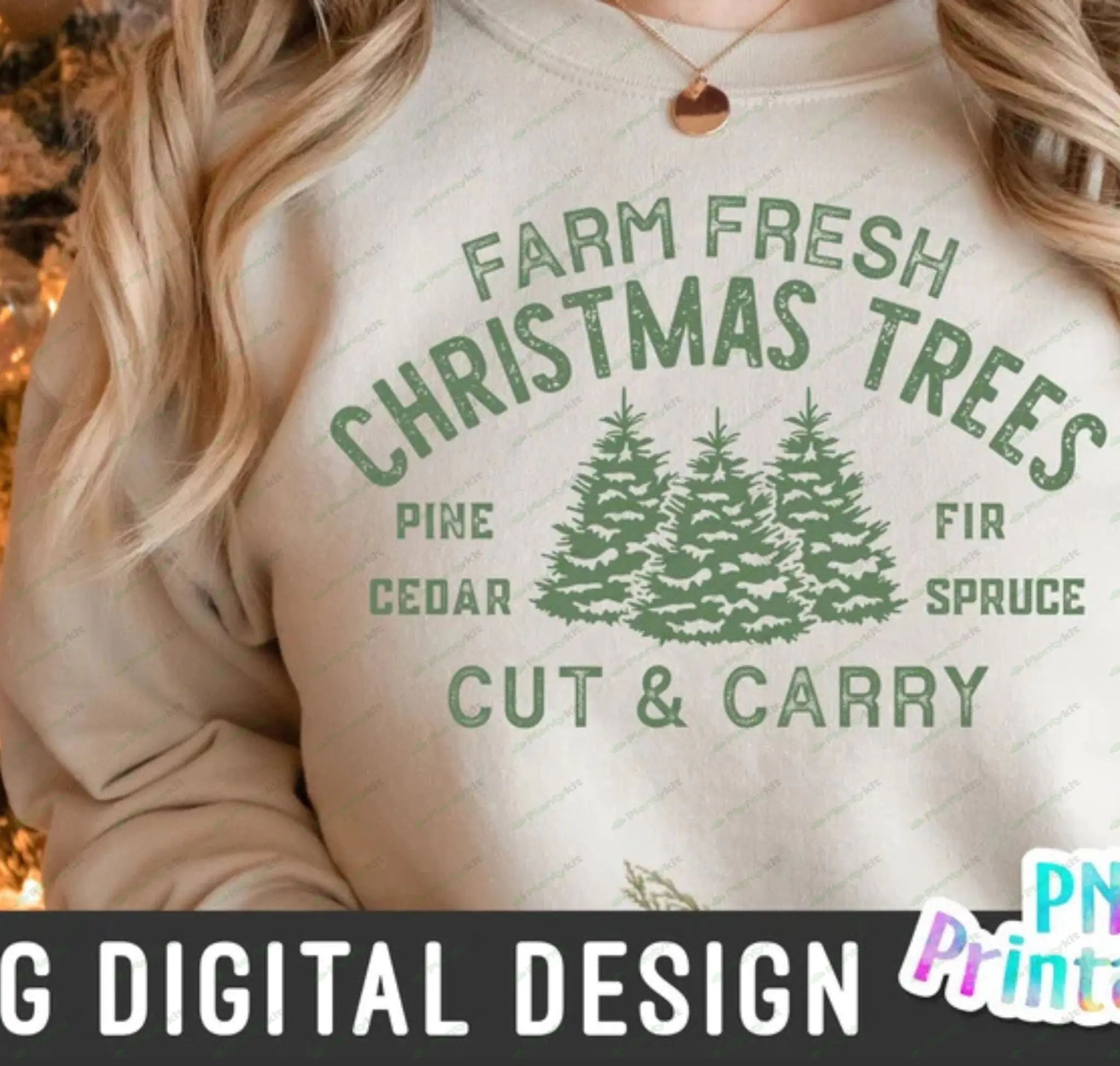 Farm Fresh Christmas Trees png - Christmas Sublimation - png Print File For Sublimation Or Print - S