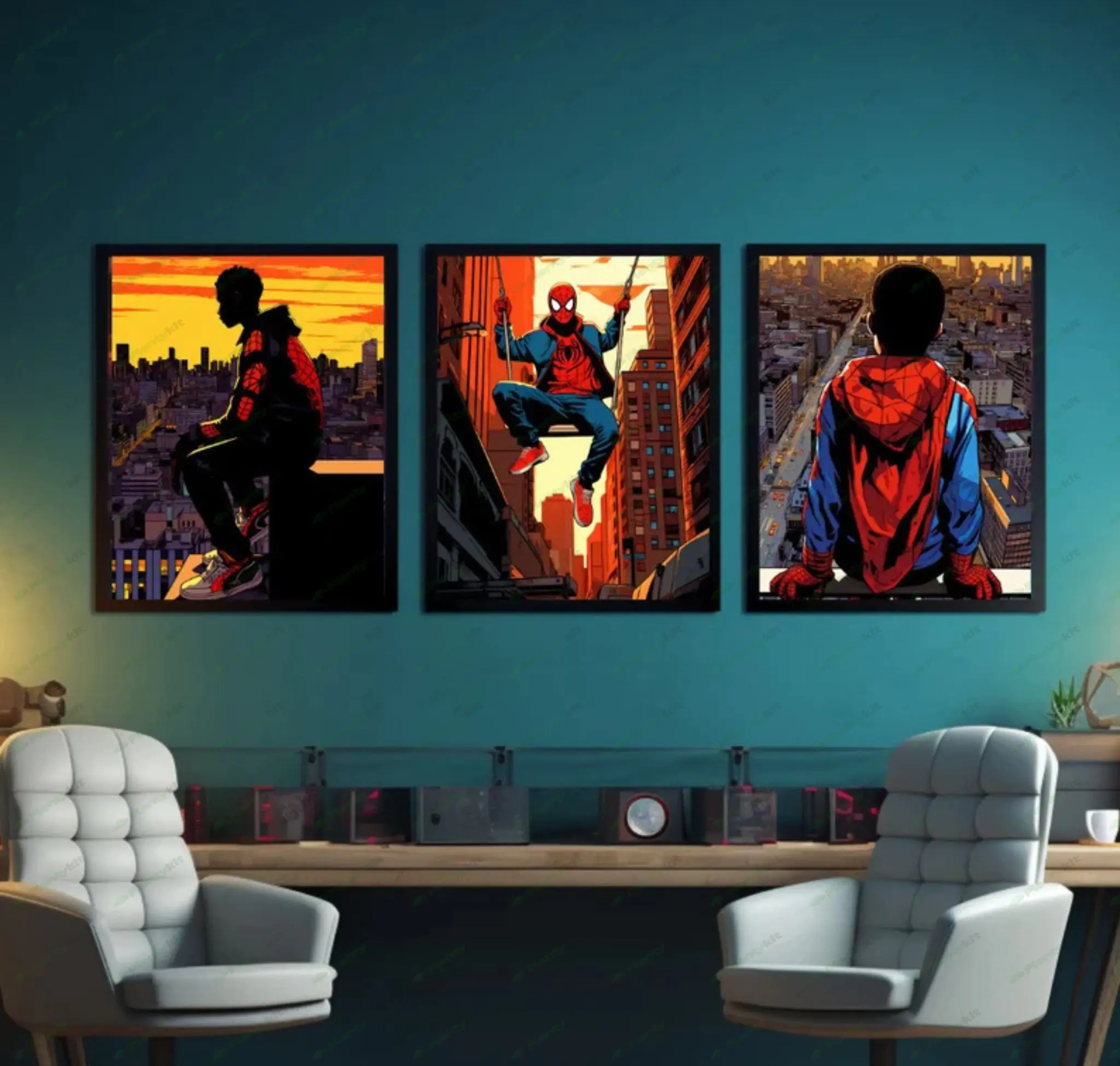 3 Digital Download Prints | Spiderman | Black Boy Art | Digital Art | African American art | kids Ar