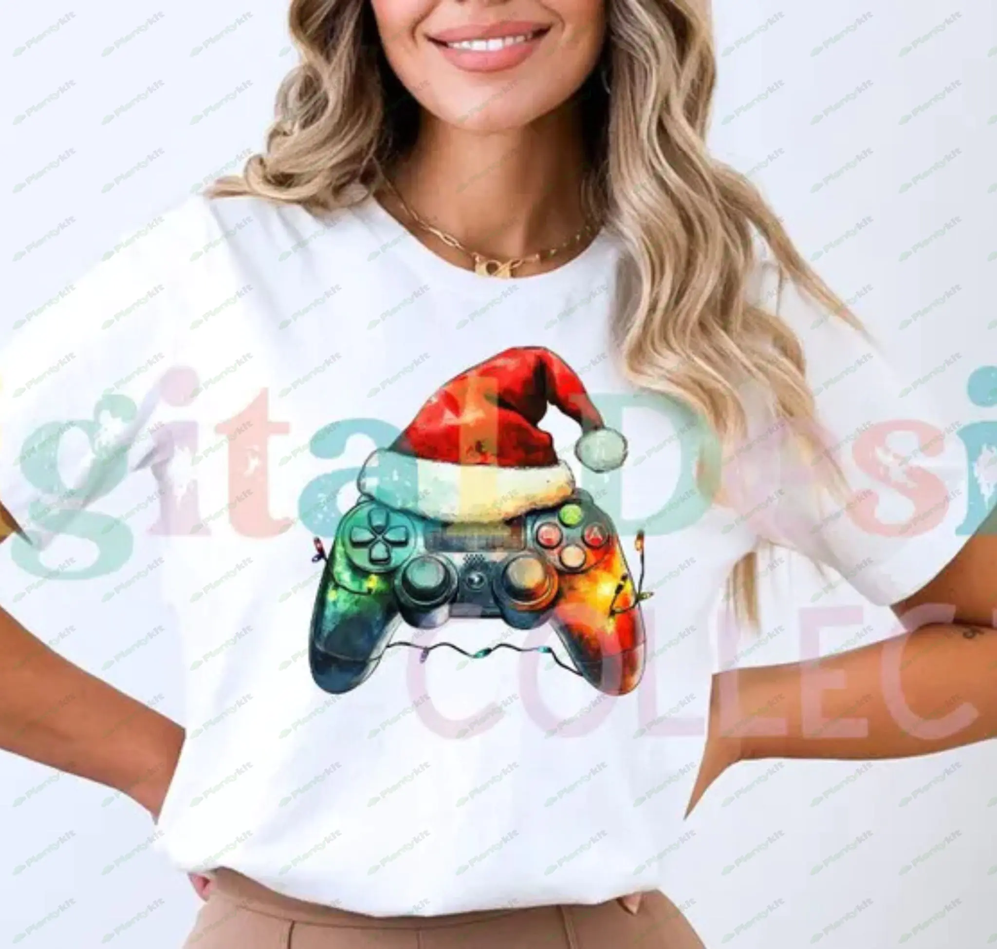 Gamer Christmas PNG Digital Download - Sublimation Design - Christmas Controller Clipart- Christmas