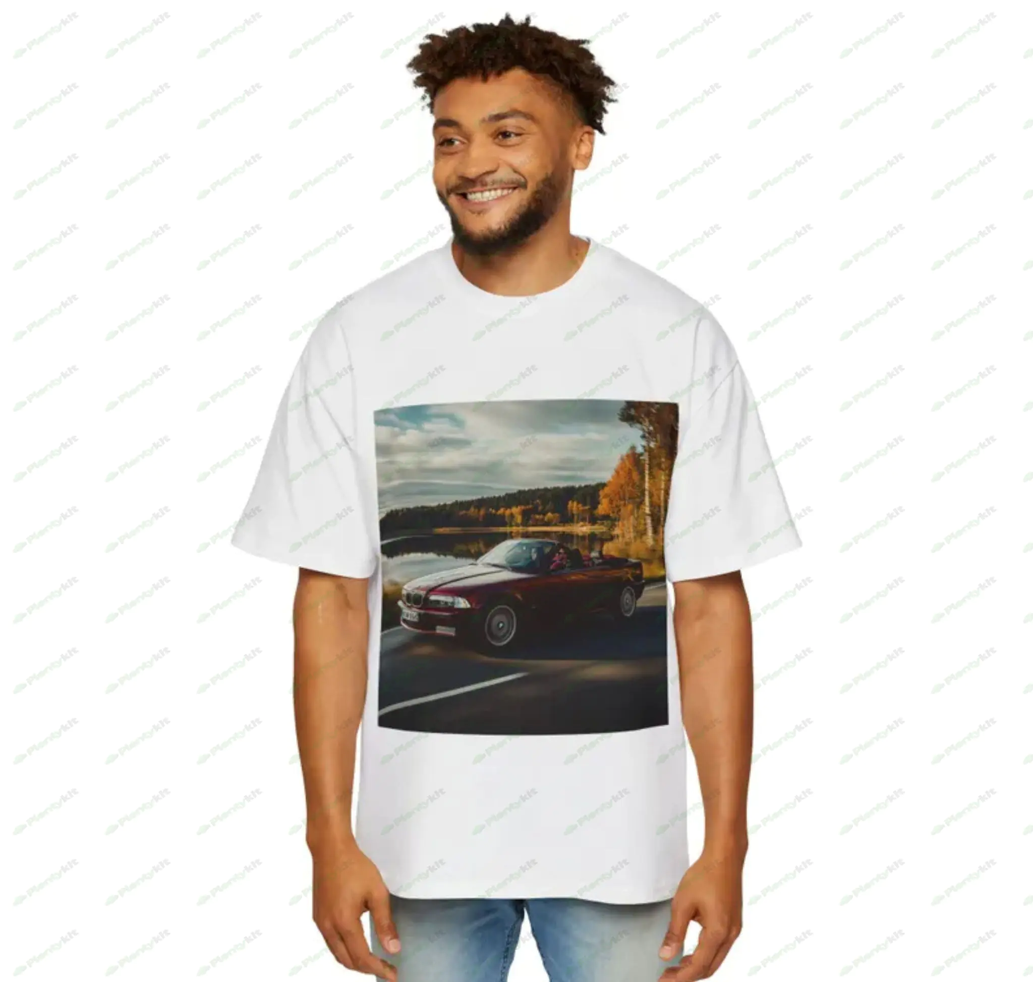 Car Enthusiast T-Shirt, BMW 318ci Cabrio Dark Red Tee, Fast Drive Beside Lake, Gift for Car Lovers,