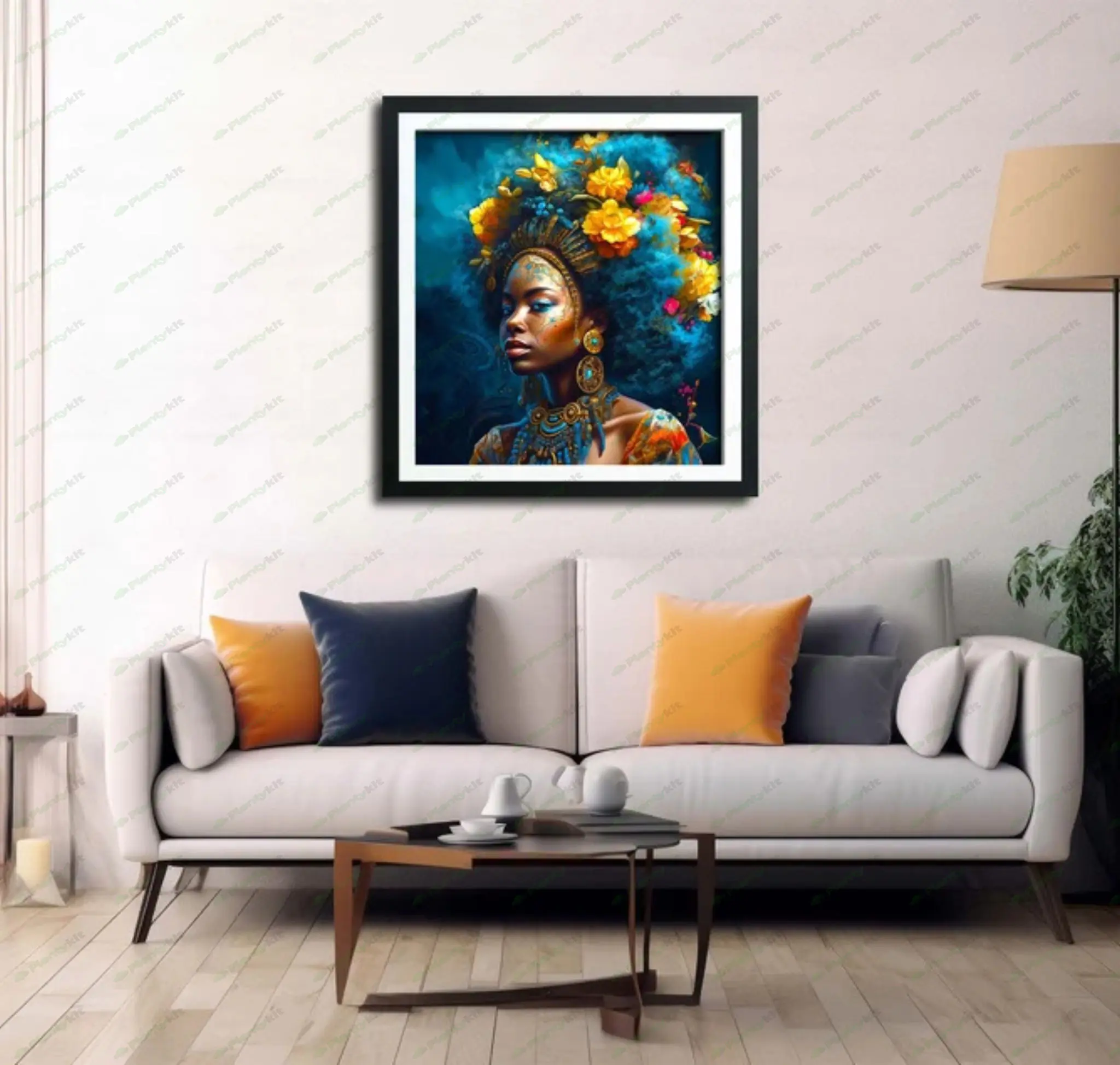 Blossoming Beauty - Digital Download, AI Art, Printable Wall Art, Black Girl, Wall Decor Floral Art