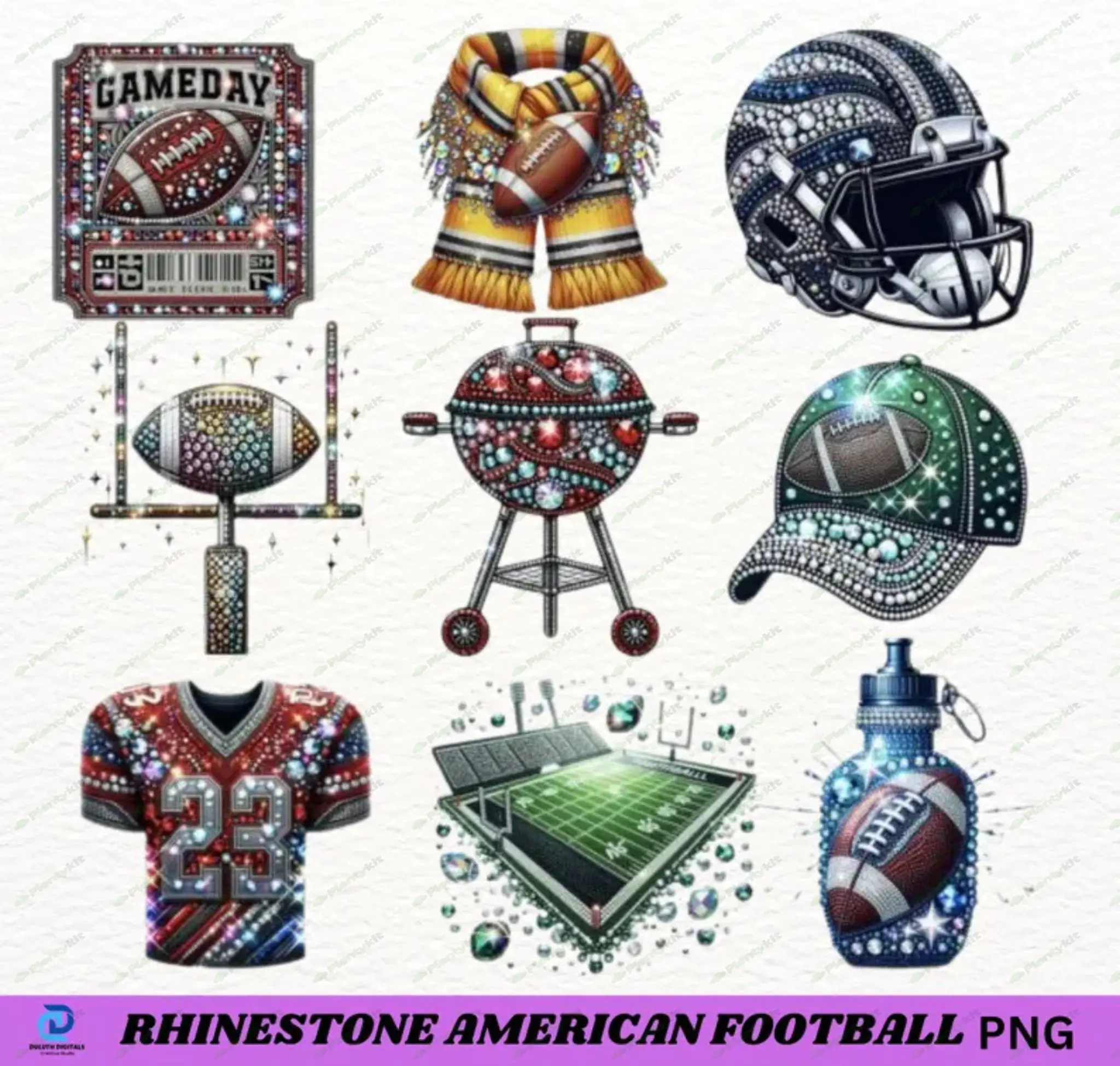 Faux Rhinestone Football Clipart, Faux Rhinestone Mascot PNG Clipart, Cheer Clipart