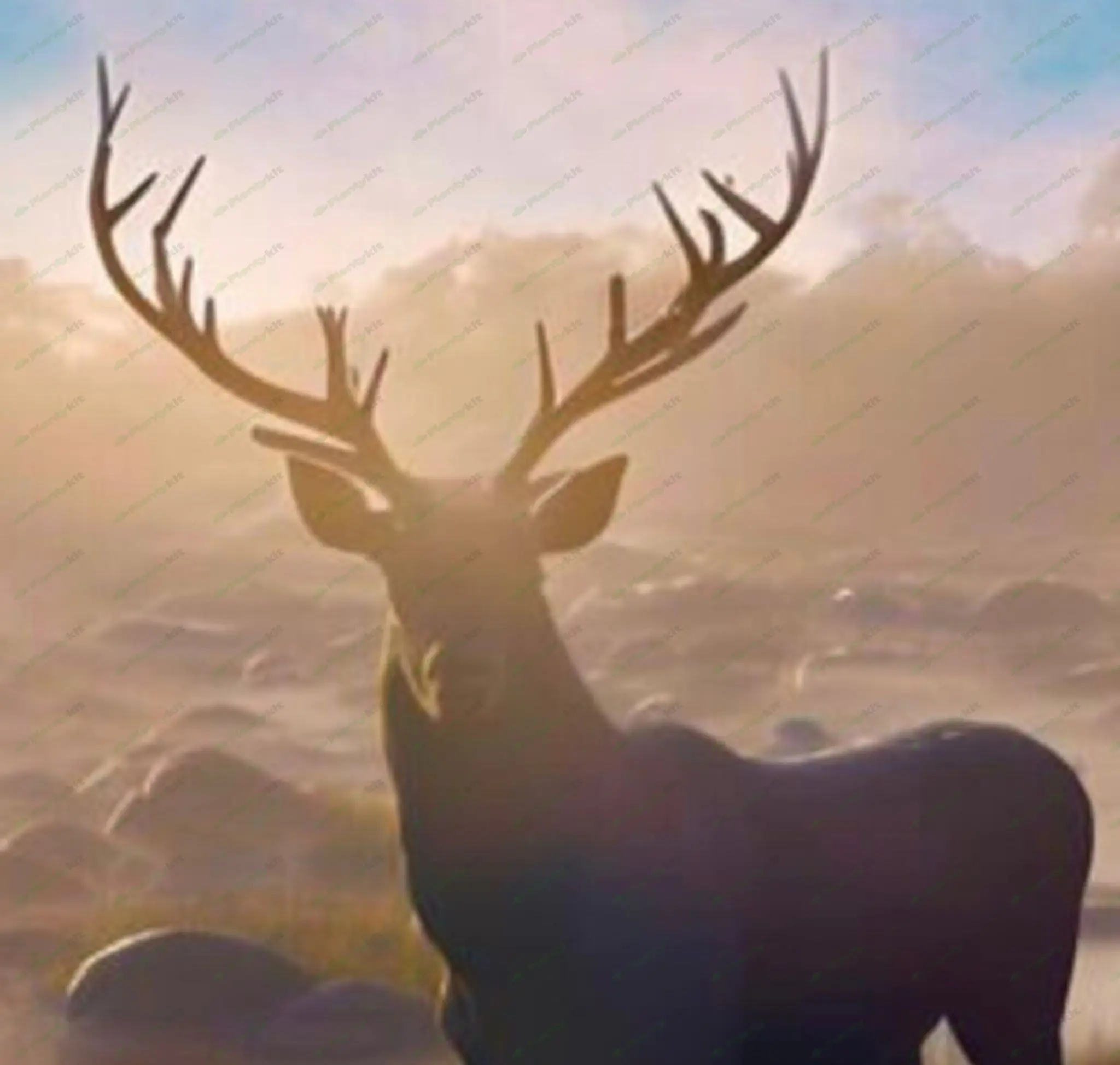 Digital Art by AI - Buck Deer standing strong in a meadow at morning time. Thumbnail is cropped, dig