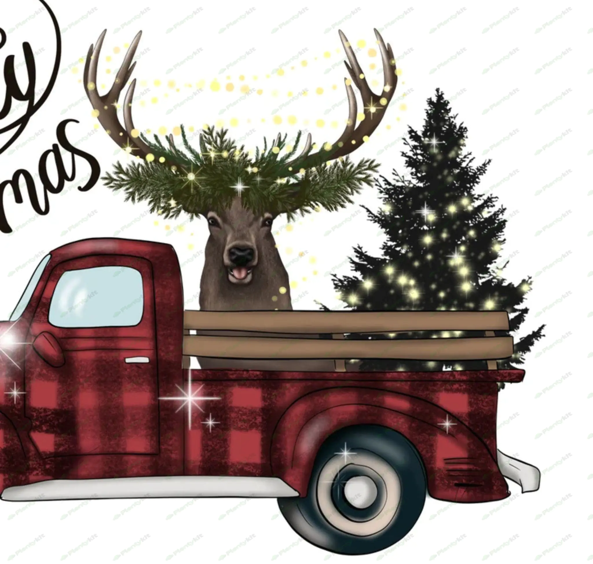 Red Christmas Truck Sublimation Designs, Buffalo Plaid Truck Digital Download, Merry Christmas Png I