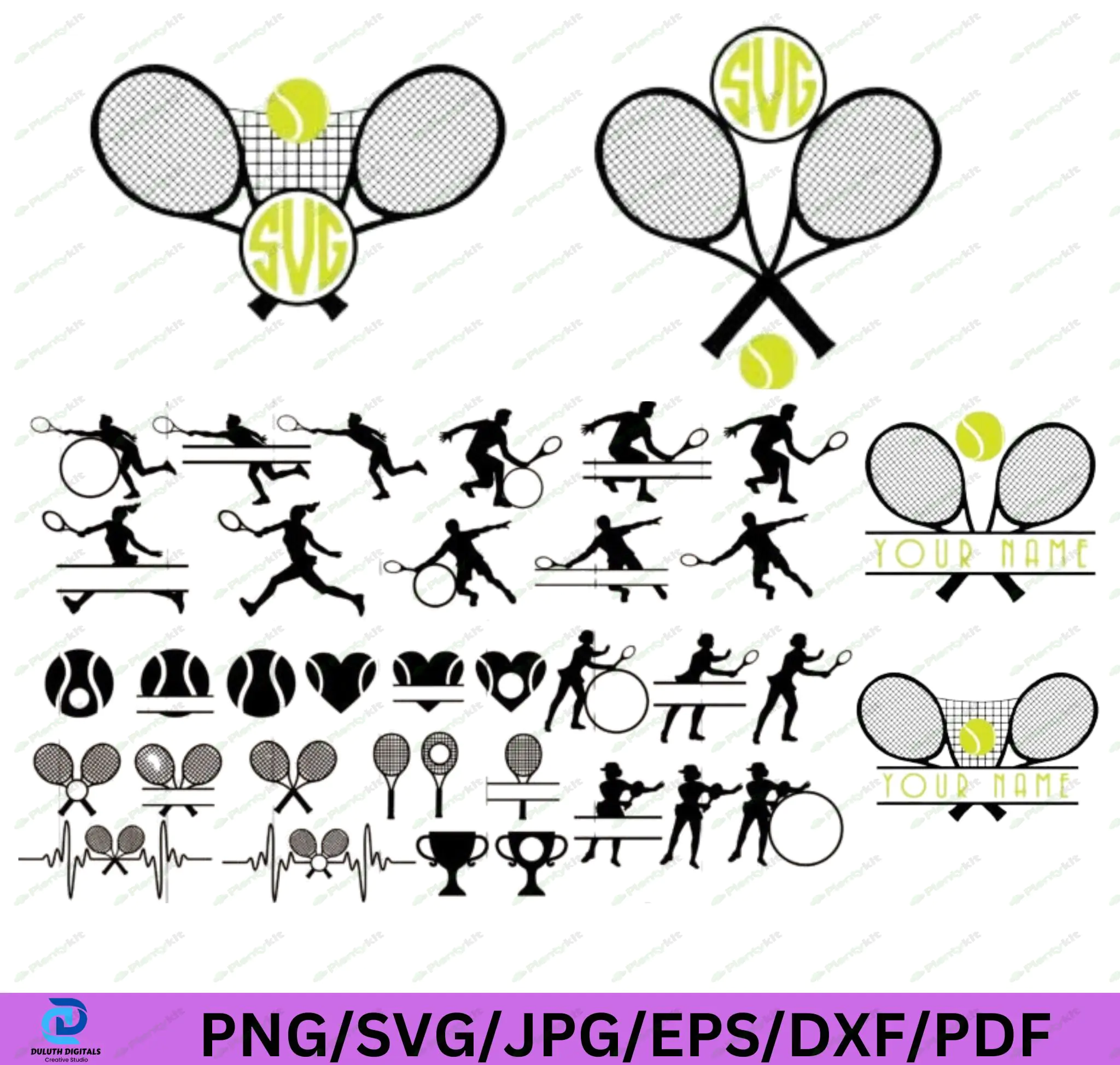 Tennis svg Bundle - Tennis Cut File - Tennis Template Bundle - svg - eps - dxf - Silhouette - Cricut