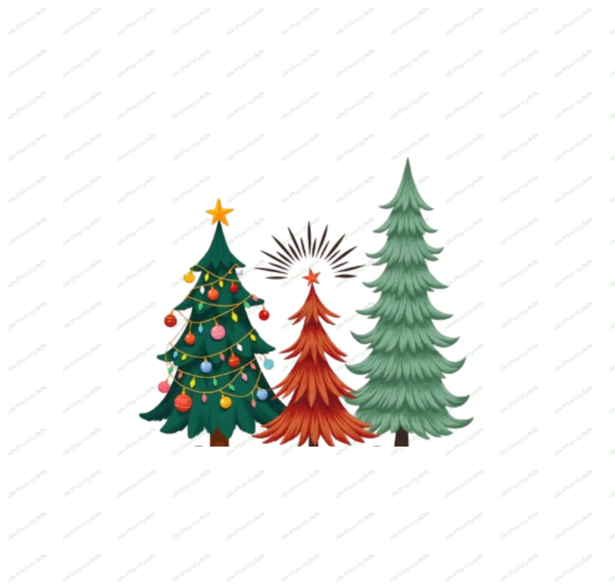 "Hand-Drawn Christmas Tree PNG Bundle – Festive Holiday Clipart for Creative Projects"