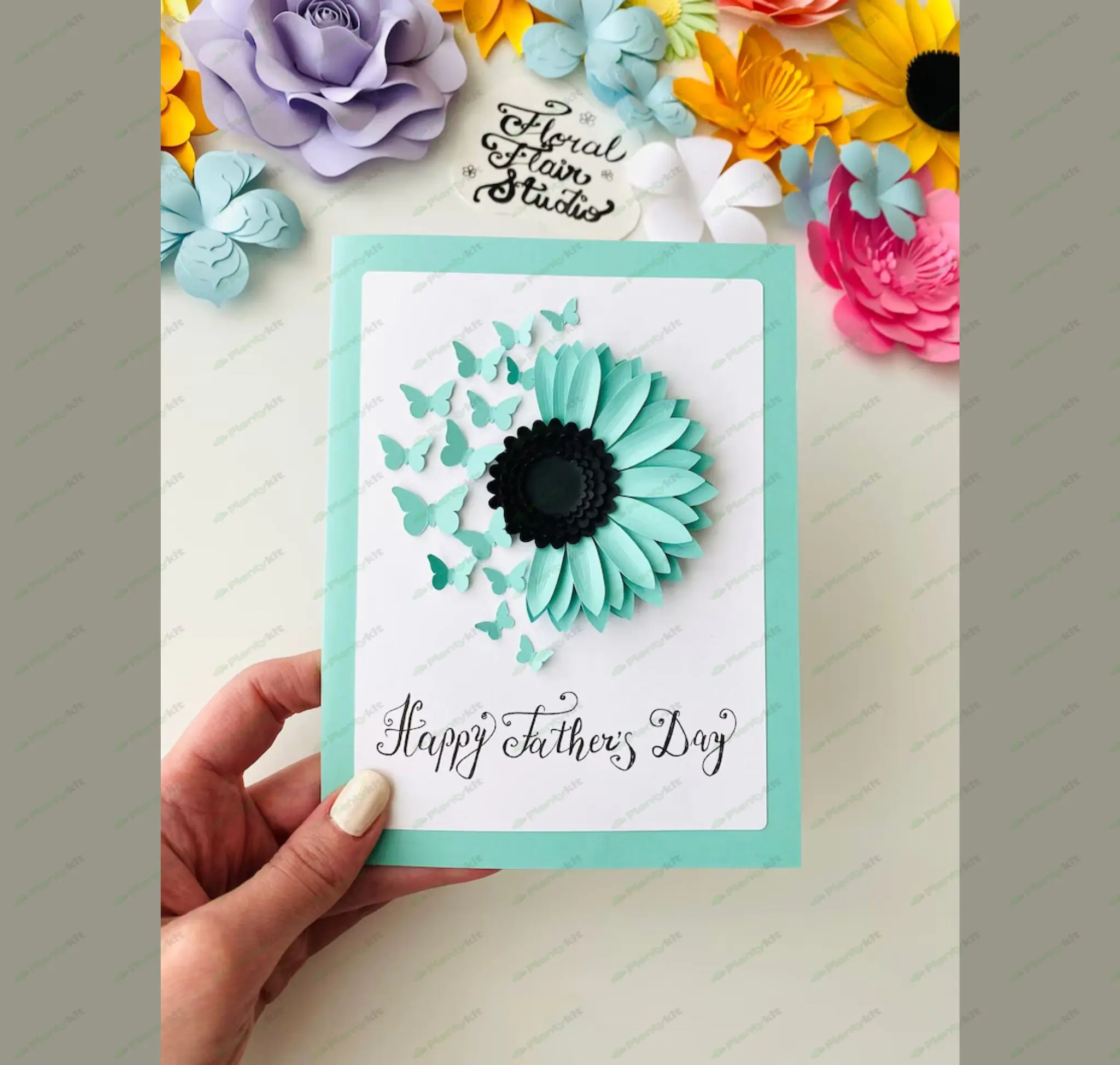 SVG Digital Template, Greeting Card, Paper Sunflower, Fall Craft, Paper Flower Craft, Back to School