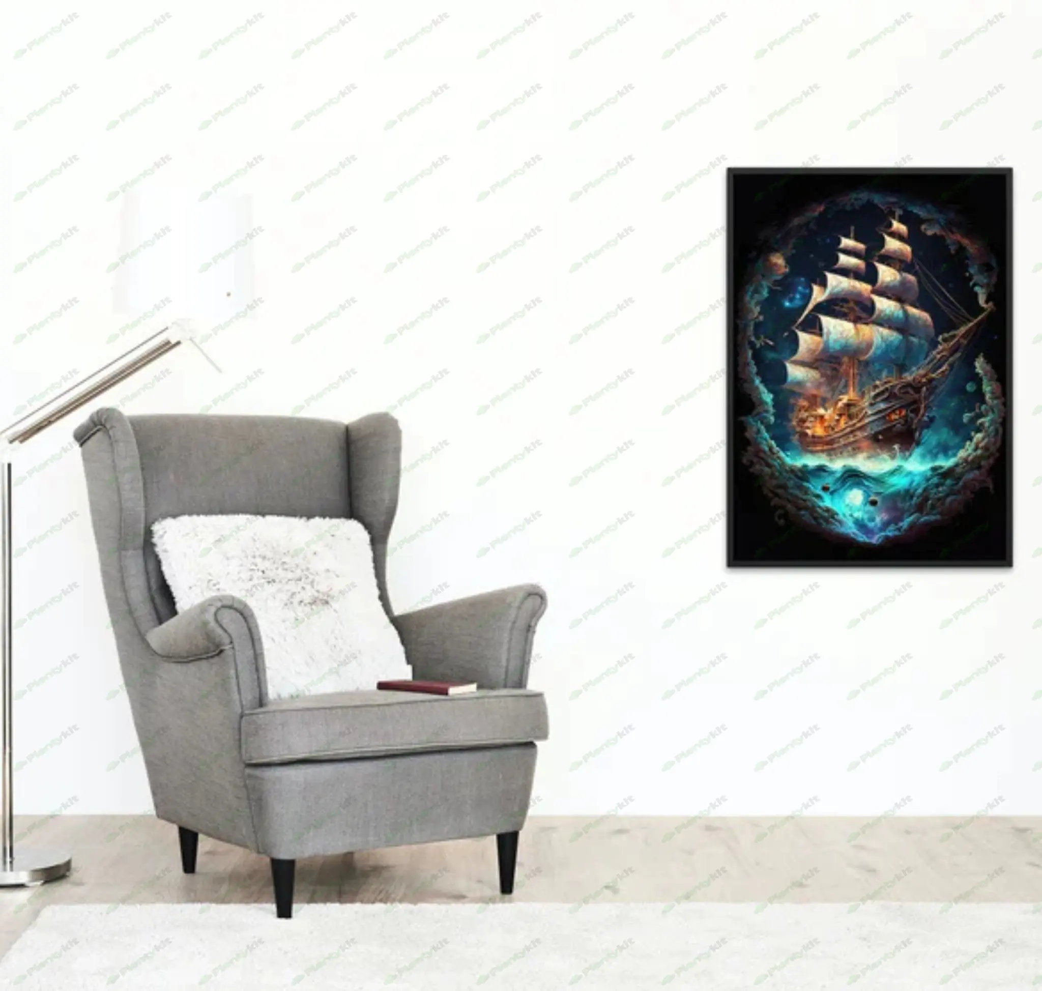 Cosmic Pirate Ship | Digital Art Print, Wall Art, AI Generated, AI Art, Digital Download, Home Decor