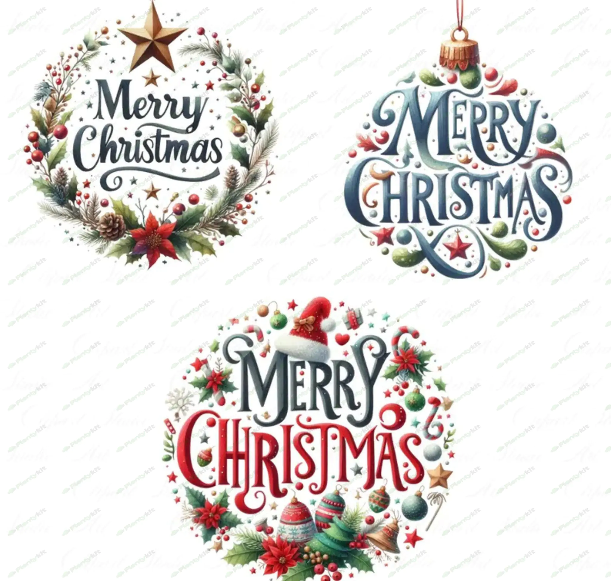 18 Merry Christmas Clipart, Merry Christmas Text Clipart, Watercolor Merry Christmas High Quality Tr