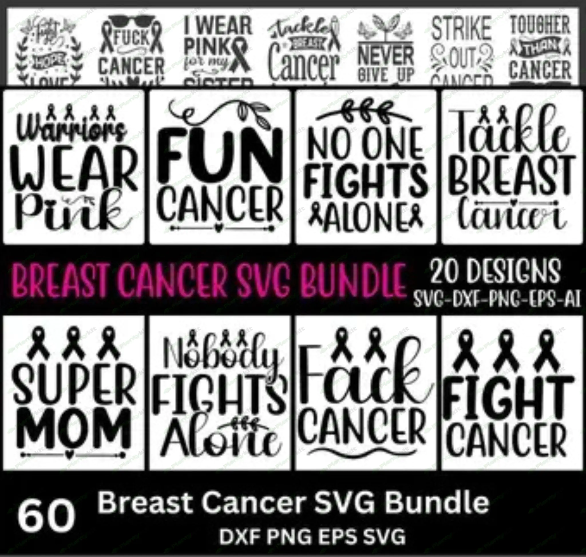 Breast Cancer PNG Bundle, Breast Cancer SVG, Cancer Survivor Png, Fight Cancer Quote Sublimation