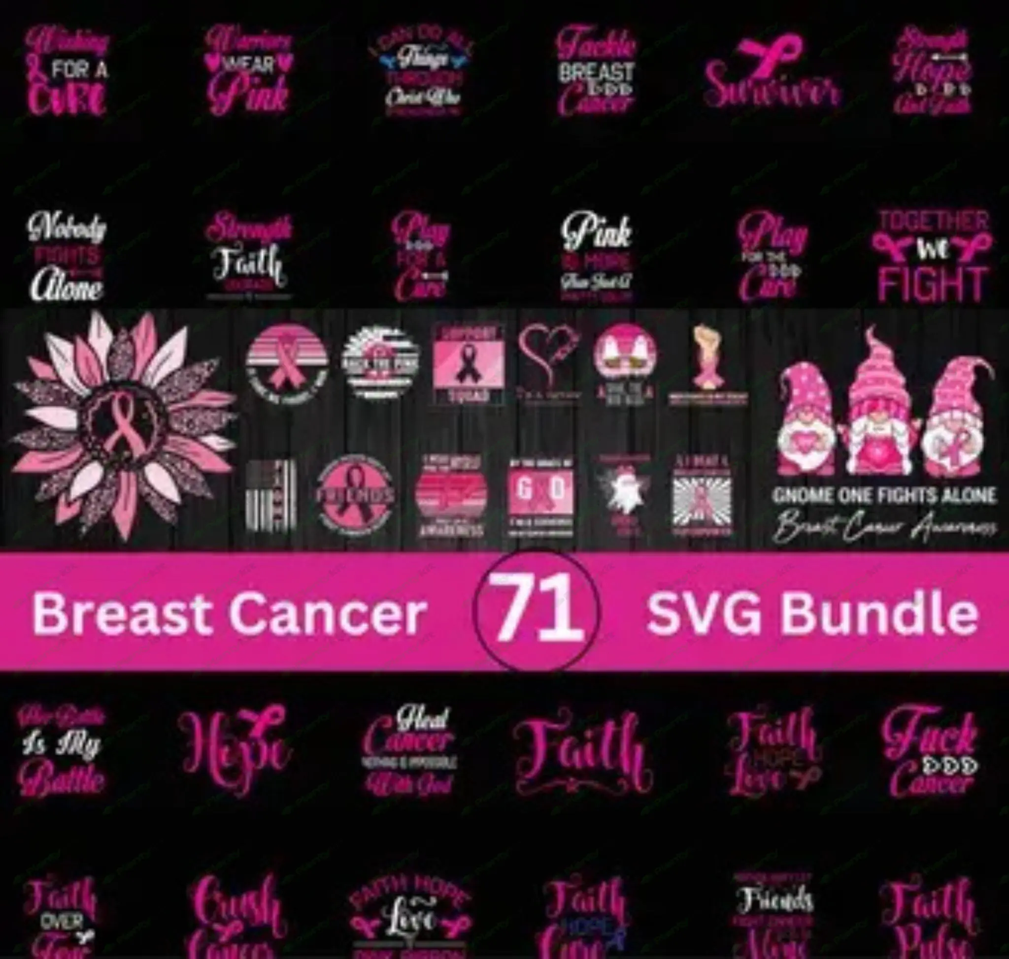 Breast Cancer Svg, Pink Awareness Ribbon, Tackle Cancer, Cancer Awareness Ribbon, Breast Cancer