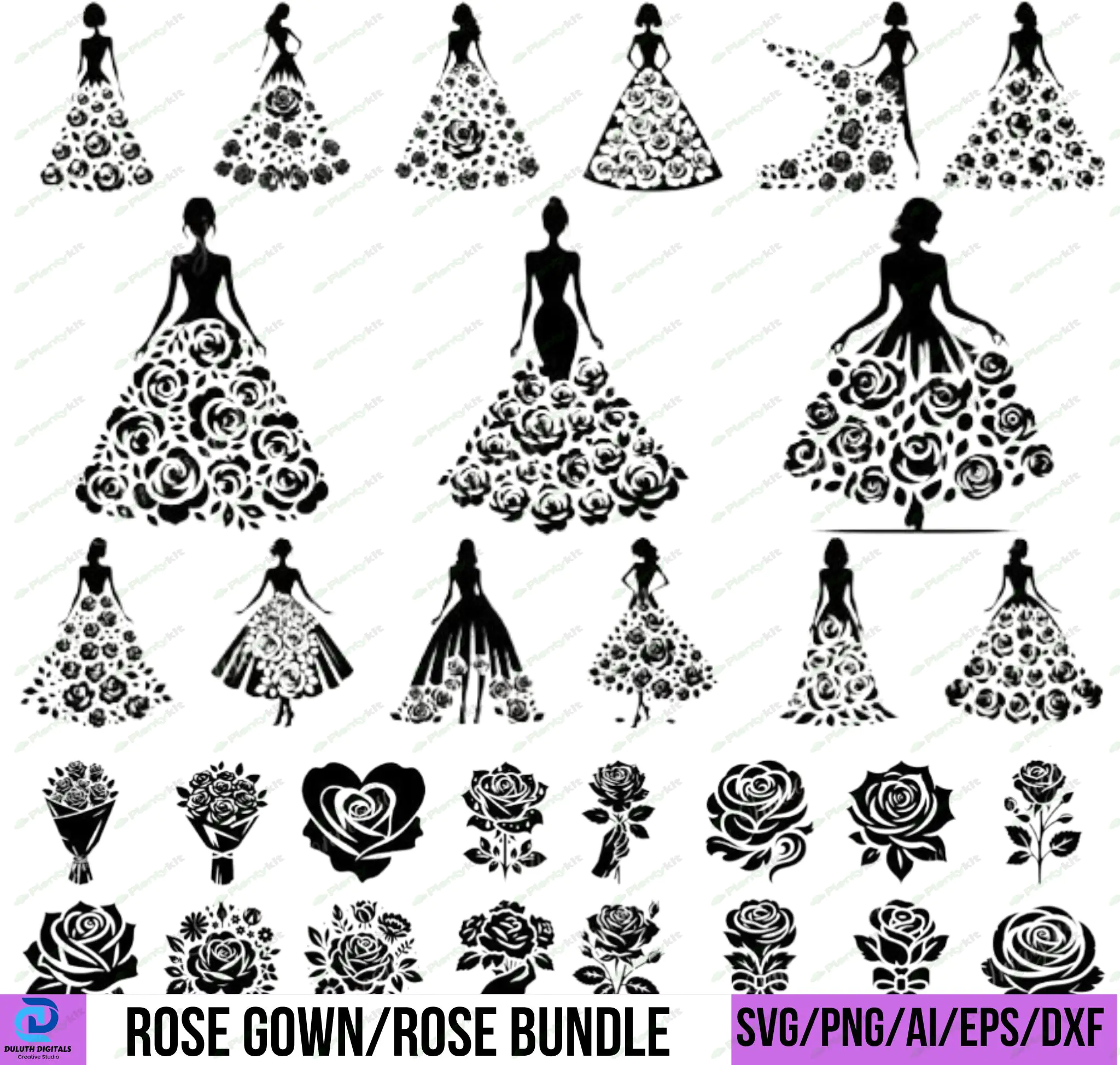 Roses SVG Bundle | Roses SVG | Cut File | Commercial Use | Roses Template SVG | Rose Bouquet | Clip