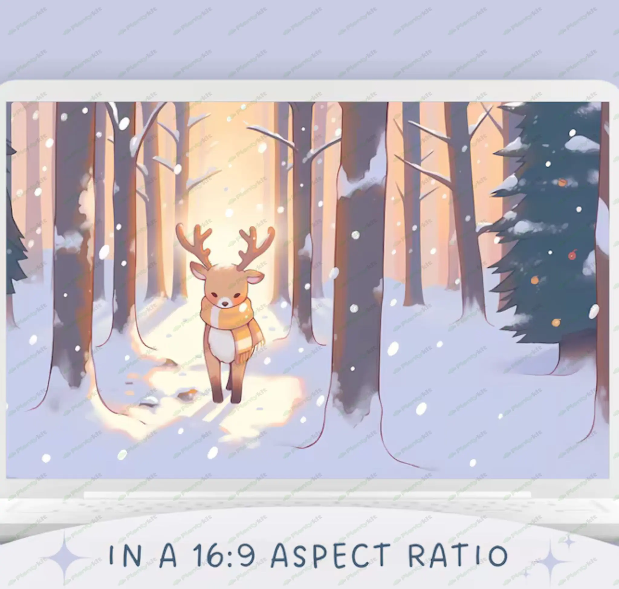 Cold deer Wallpaper holiday wallpaper Christmas desktop wallpaper cozy winter screensaver kawaii bac