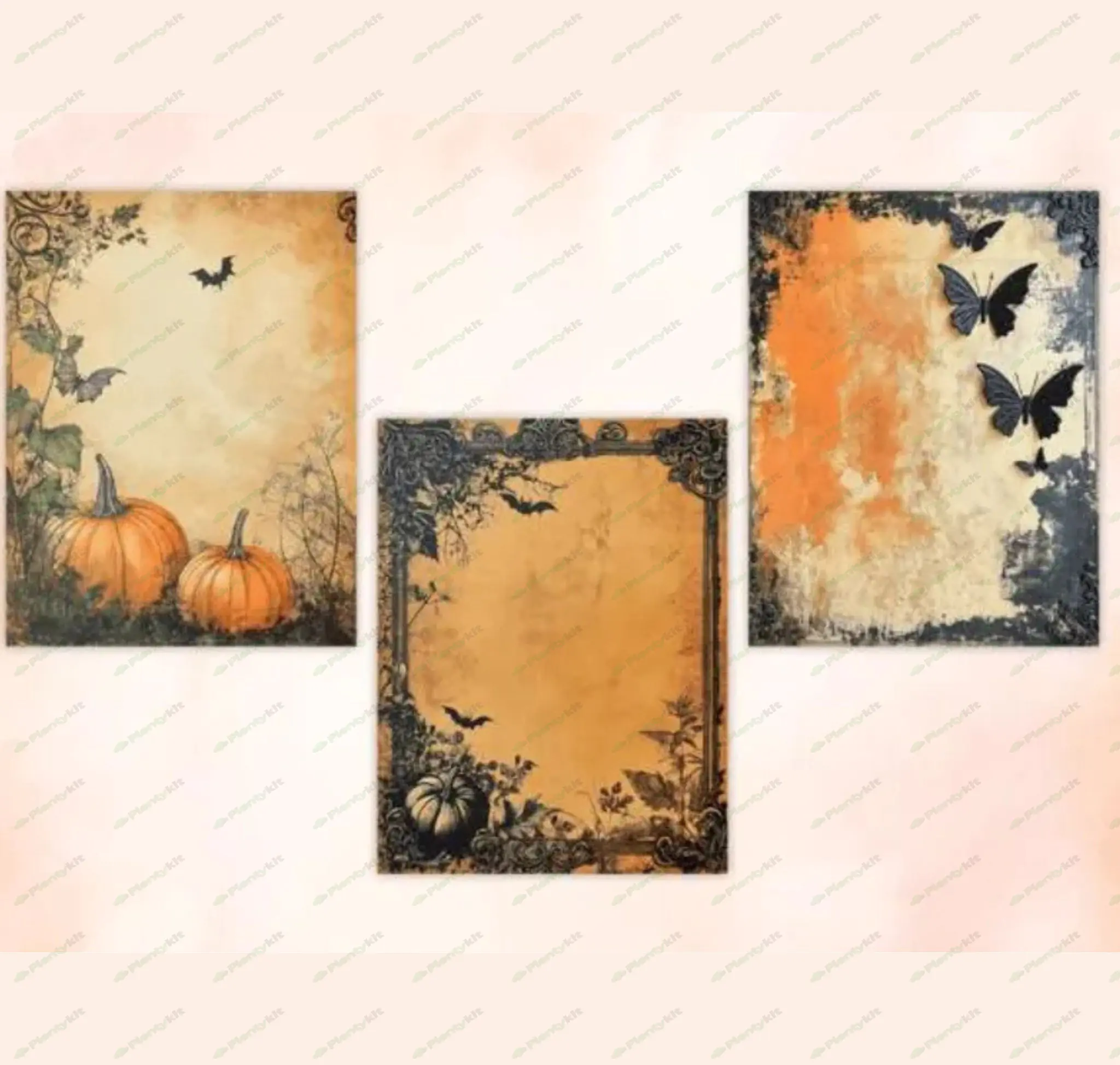 vintage halloween pumpkin digital paper cards Retro Halloween Pumpkin Digital Paper Vintage Pumpkin