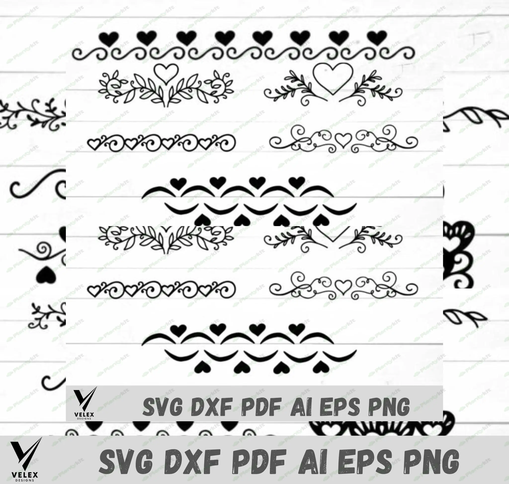 Heart Border Svg Bundle, Flourishes SVG