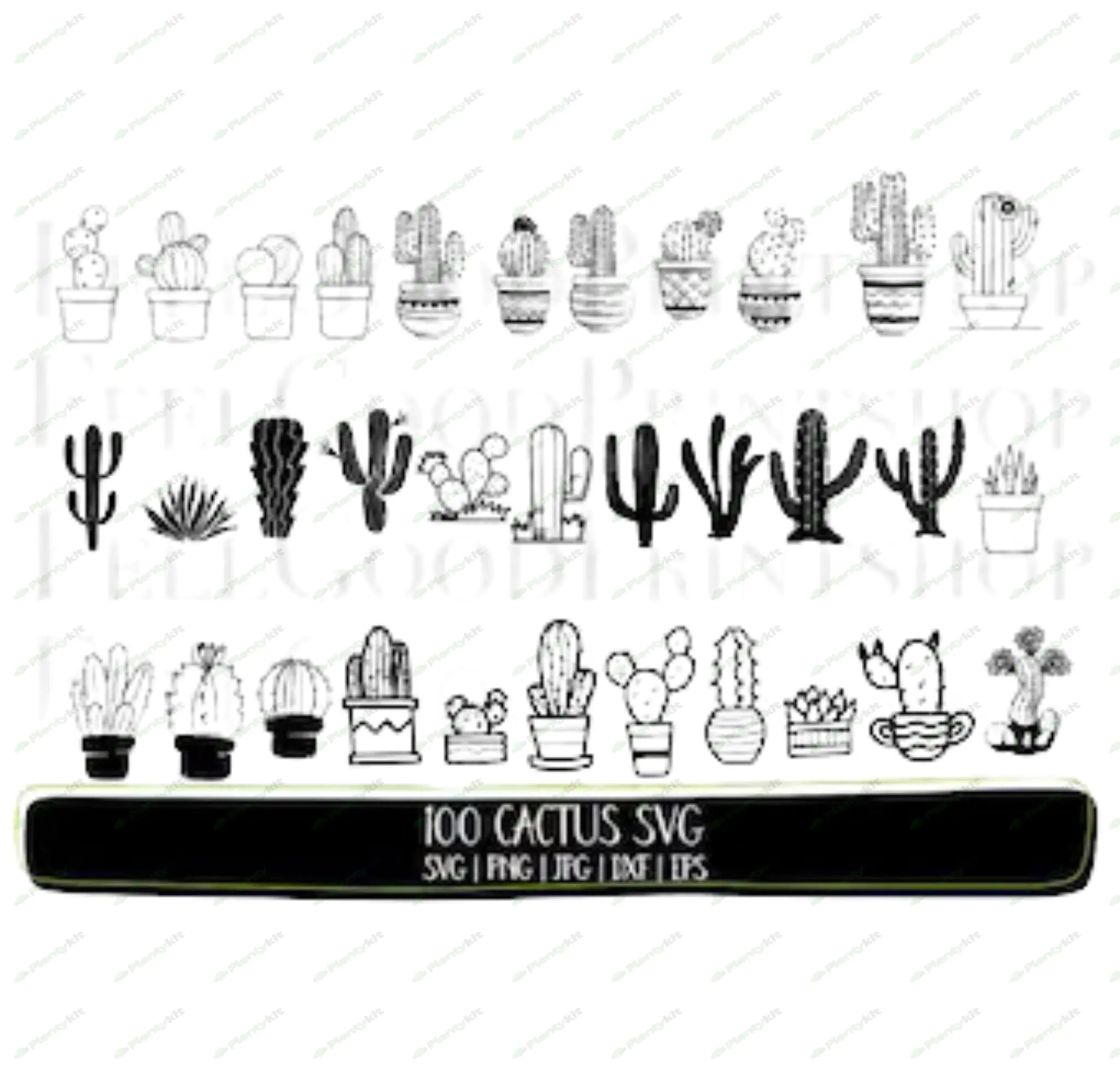 Cactus Collection, 102 Elements, SVG and PNG Bundle, Cactus and Succulent Flowers, Cut Files