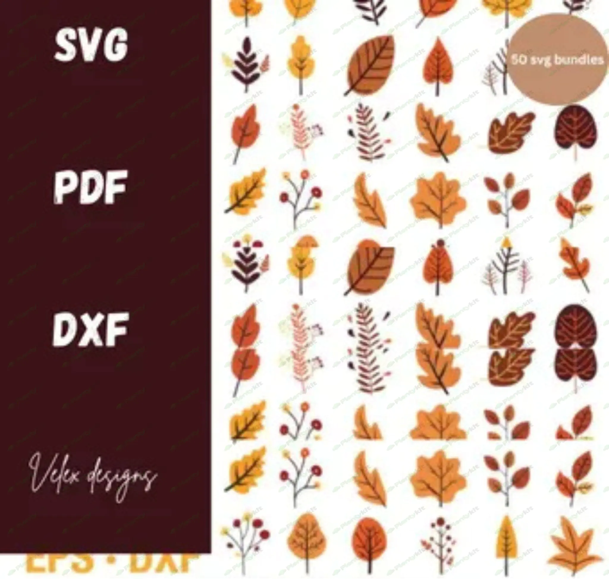 Pumpkin and Fall Leaves SVG Bundle, Fall Cliparts SVG Bundle, Maple Leaf Svg, Autumn Svg, Fall