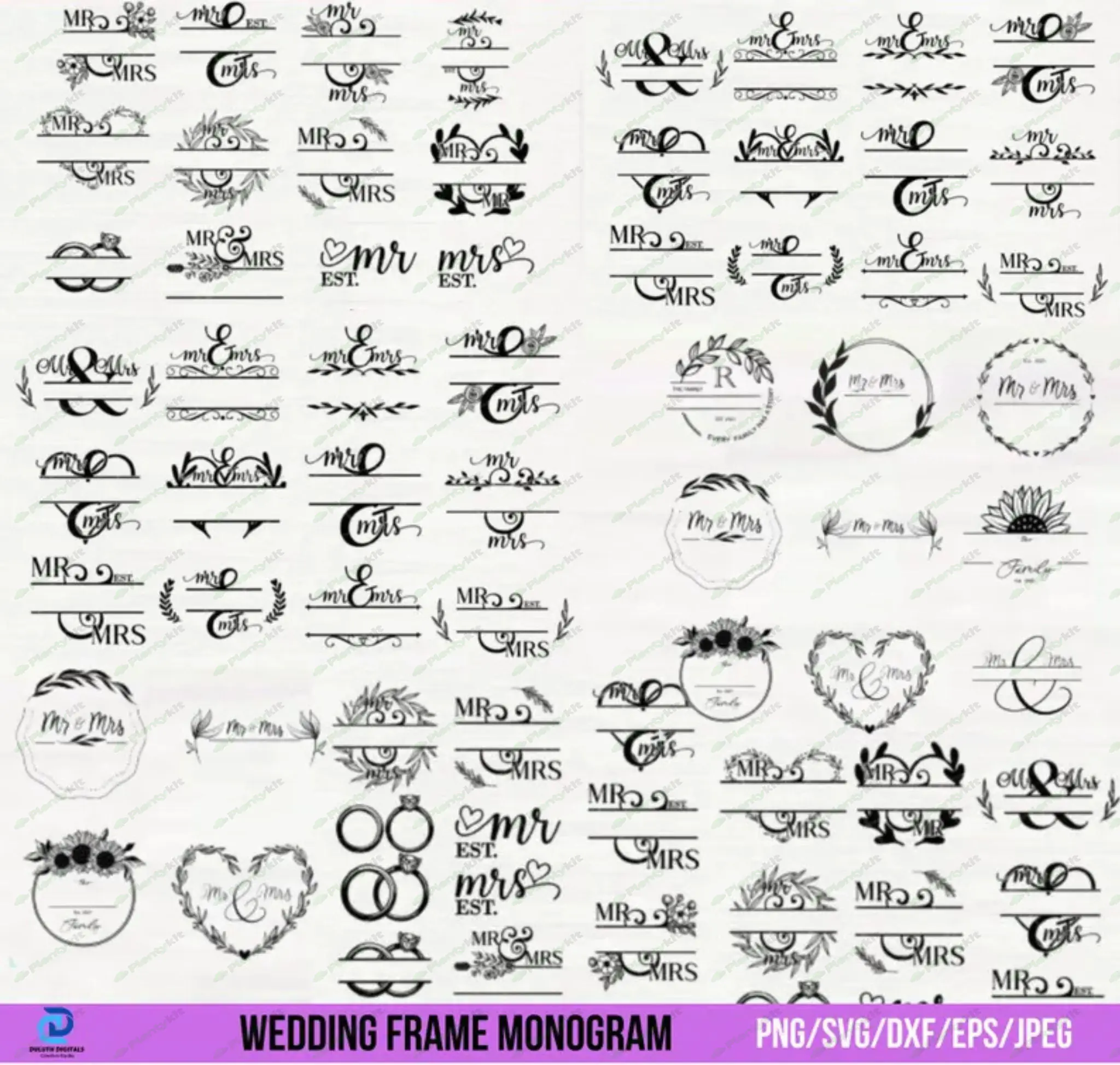 Wedding Svg Bundle, Wedding Monogram Svg, Bride and Groom Svg, Save the Date Svg File