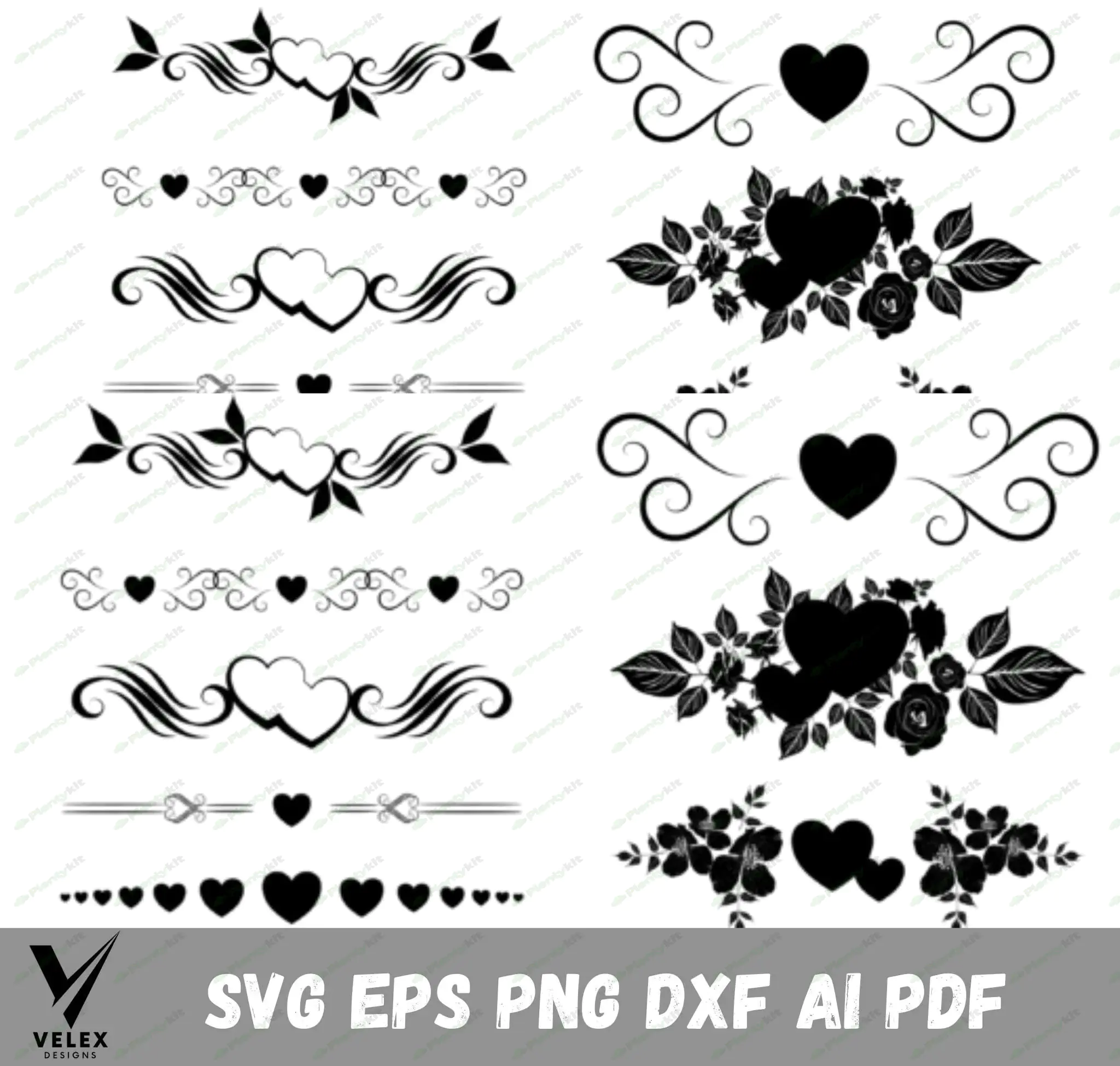 Heart Border Svg Cut File, Heart Border Files For Silhouette, Heart Border Printable Images, Heart