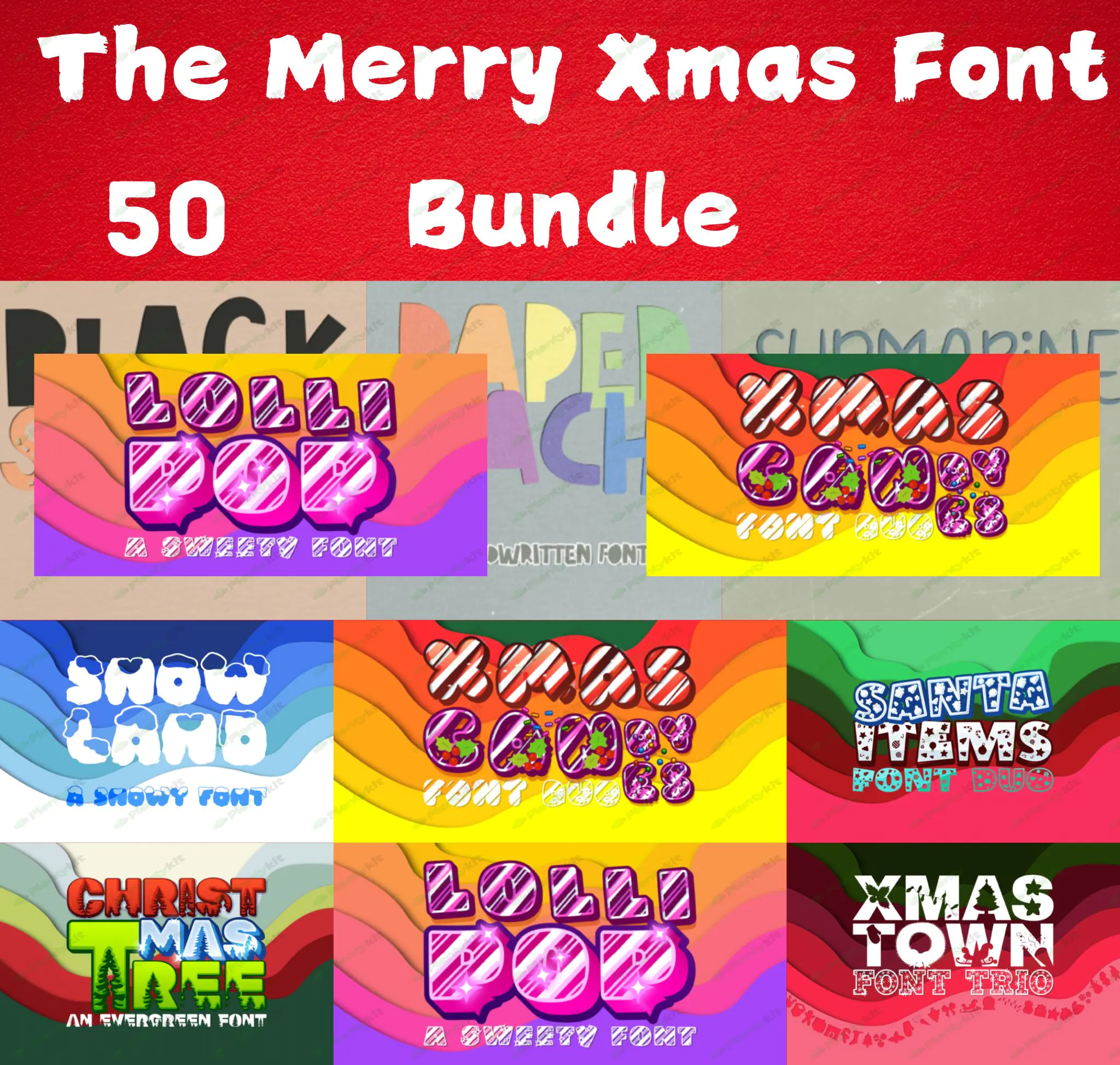 The Merry Xmas Font Bundle| Retro Font | Groovy Fonts | Cricut Font