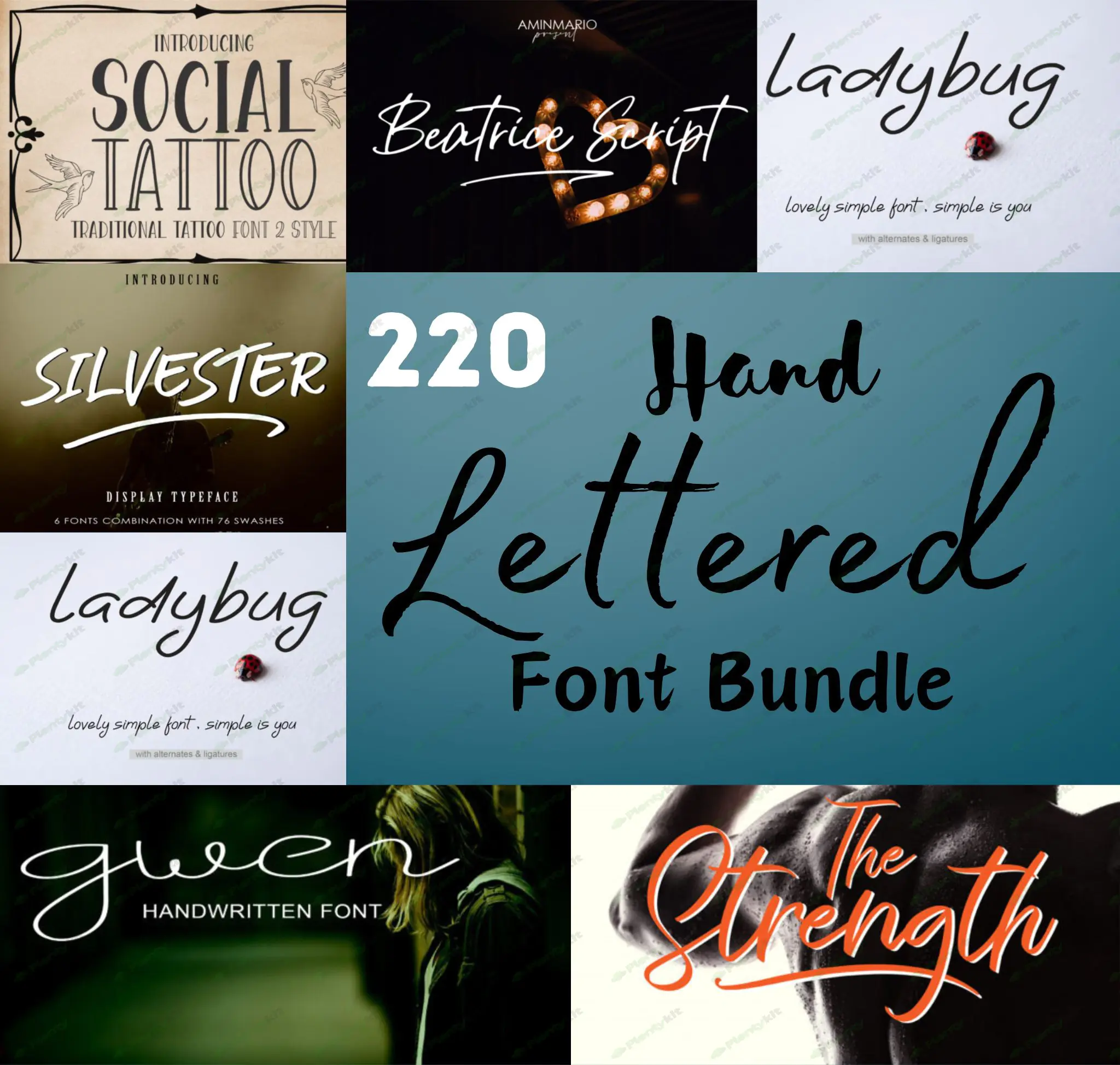 120 Font Bundle - Cricut Font, Procreate Font, Canva Font, Retro Font, Logo Font, Boho Font