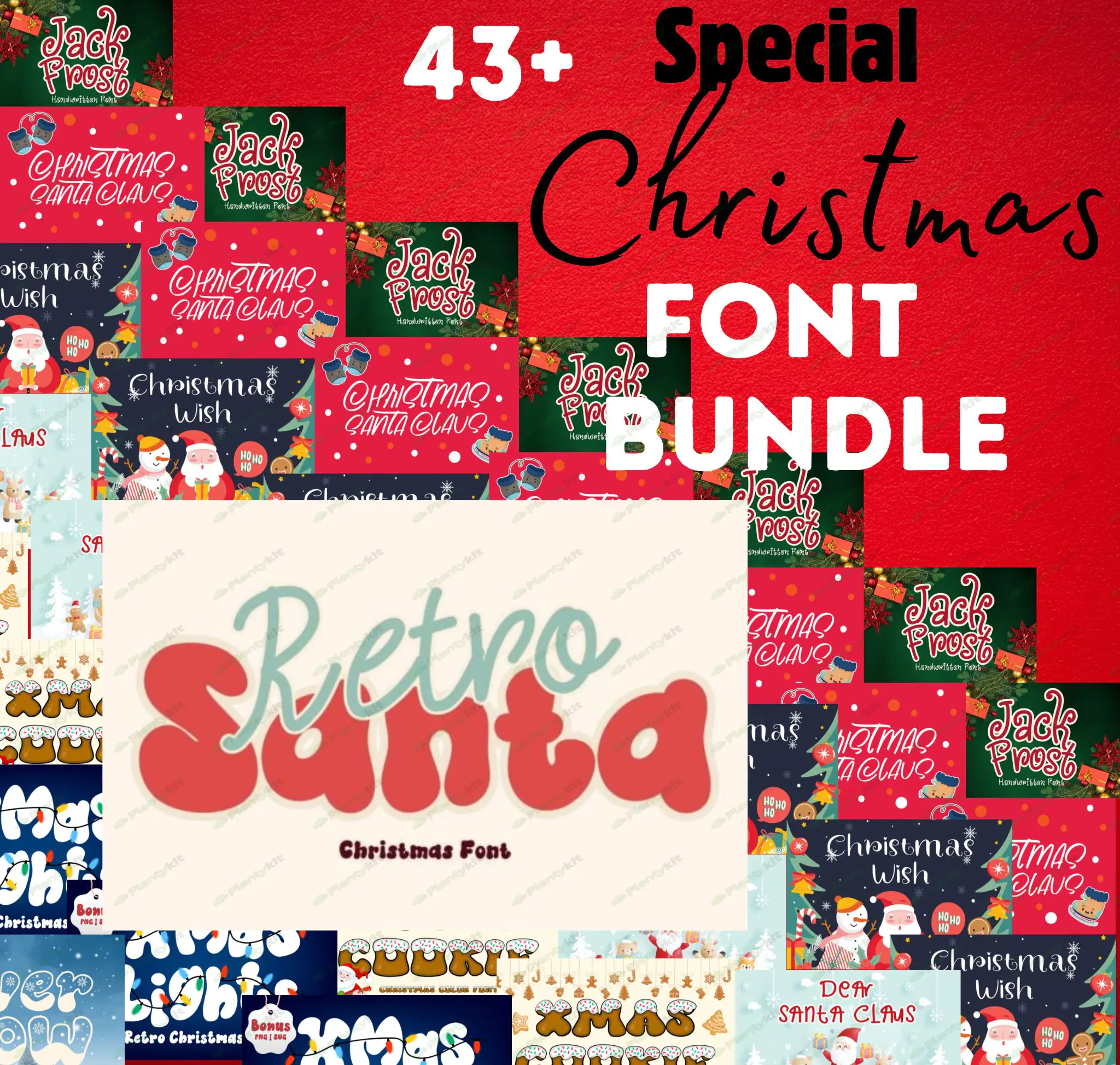 Christmas Font Bundle, Holiday Fonts, cursive font, Font Bundle, Winter Font, Cricut, Procreate