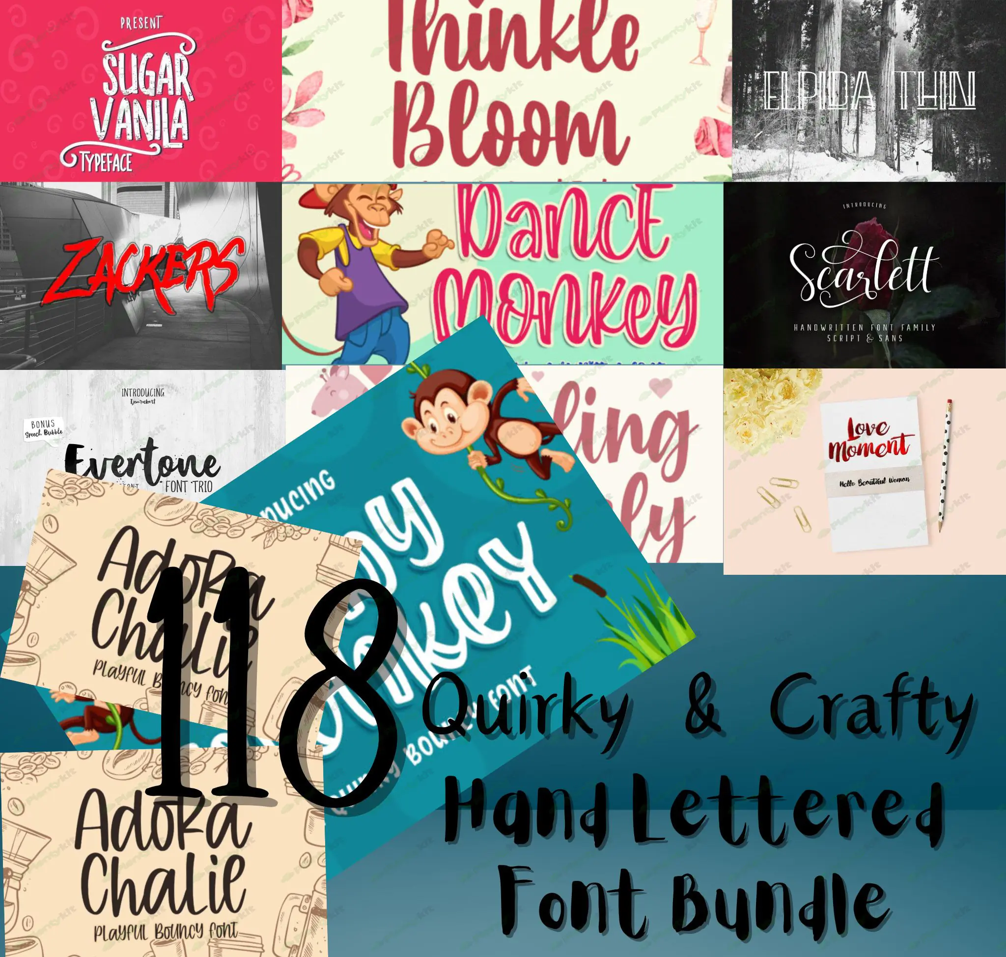 Quirky & Crafty premium Font Bundle Instant download Cutting file, vector, svg, eps, dxf, png