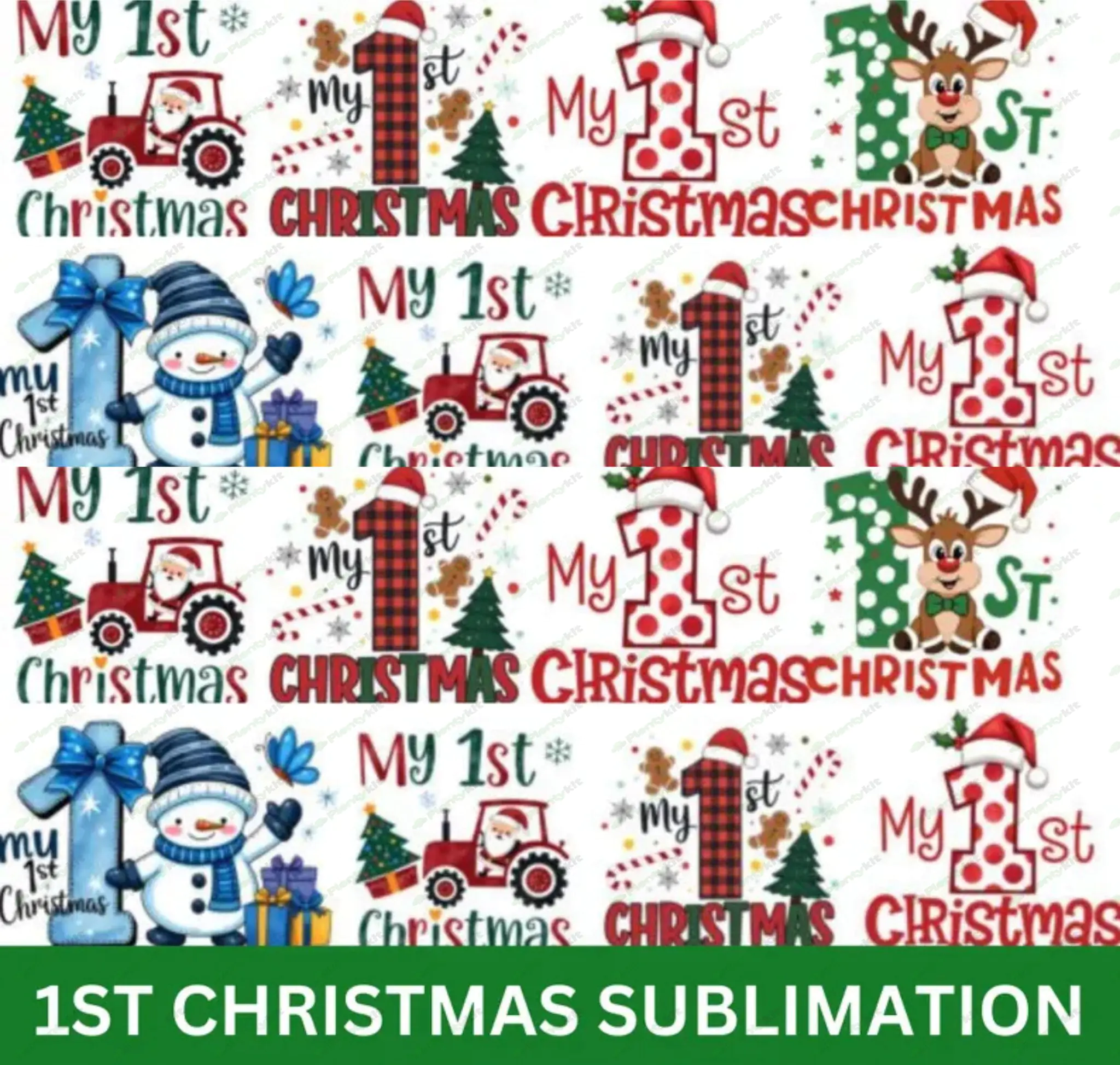 1st Christmas Red Santa & Snowman PNG, Baby's First Christmas, 1st Christmas Holiday SublimationPNG