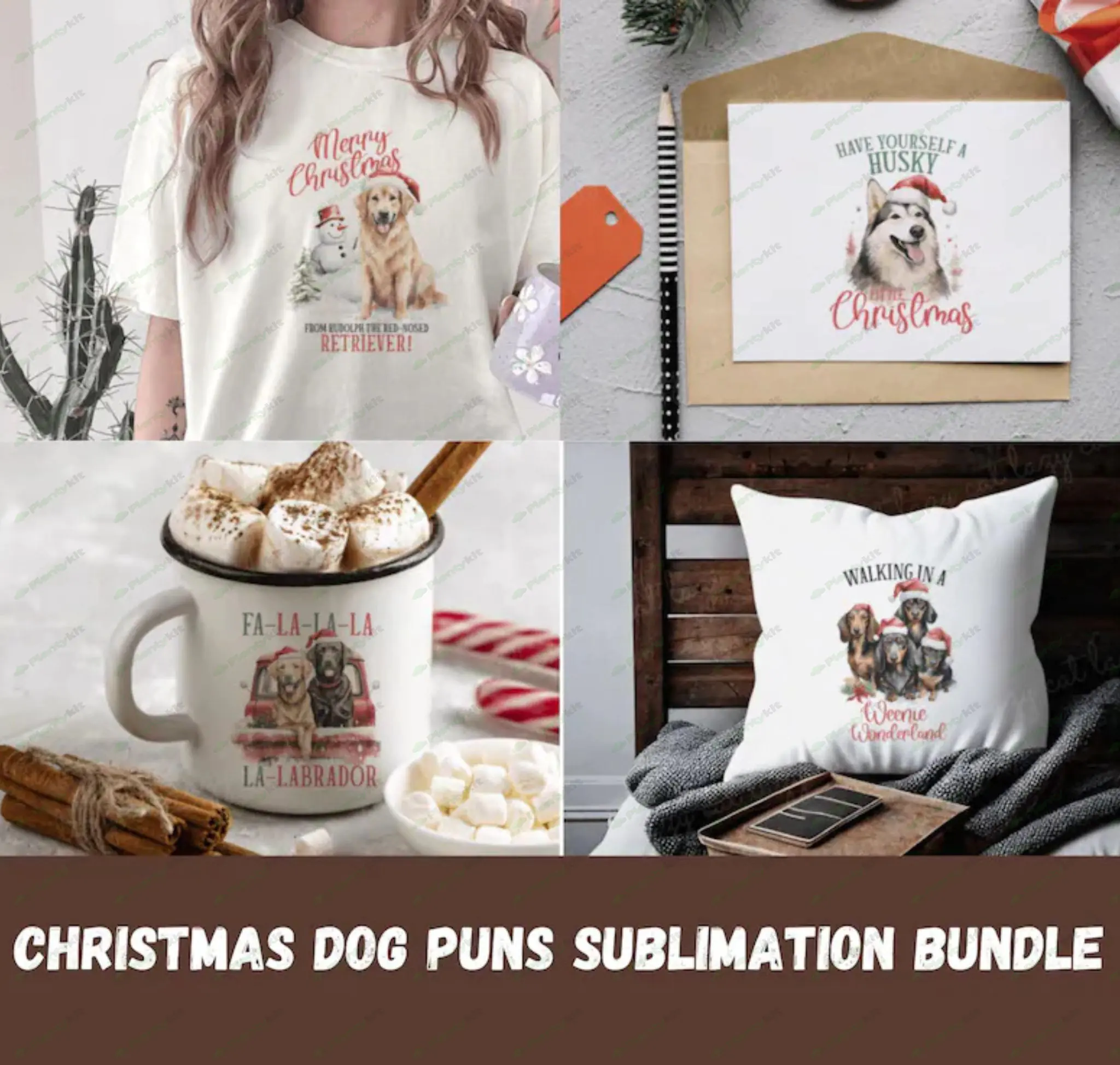 Christmas Dogs, Santa Dogs PNG Clipart Bundle • Breeds, Christmas Dog Portraits • BREEDS ,PNG.